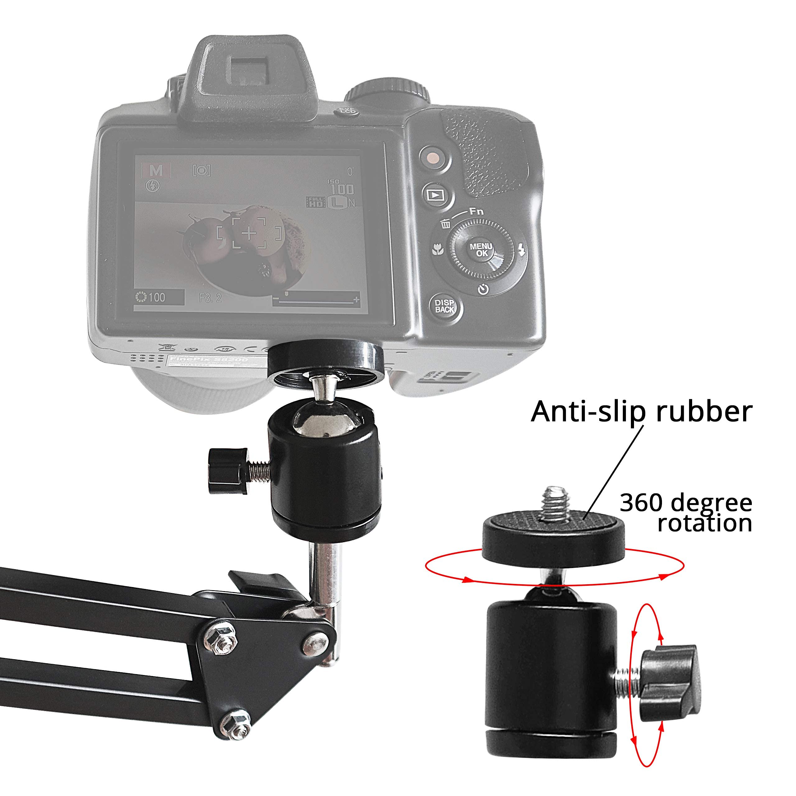 Flexible Overhead Phone Stand with Clamp - Adjustable Arm Mount for Live Streaming, Webcam, Video Recording - Perfect for TikTok, YouTube & Zoom Meetings