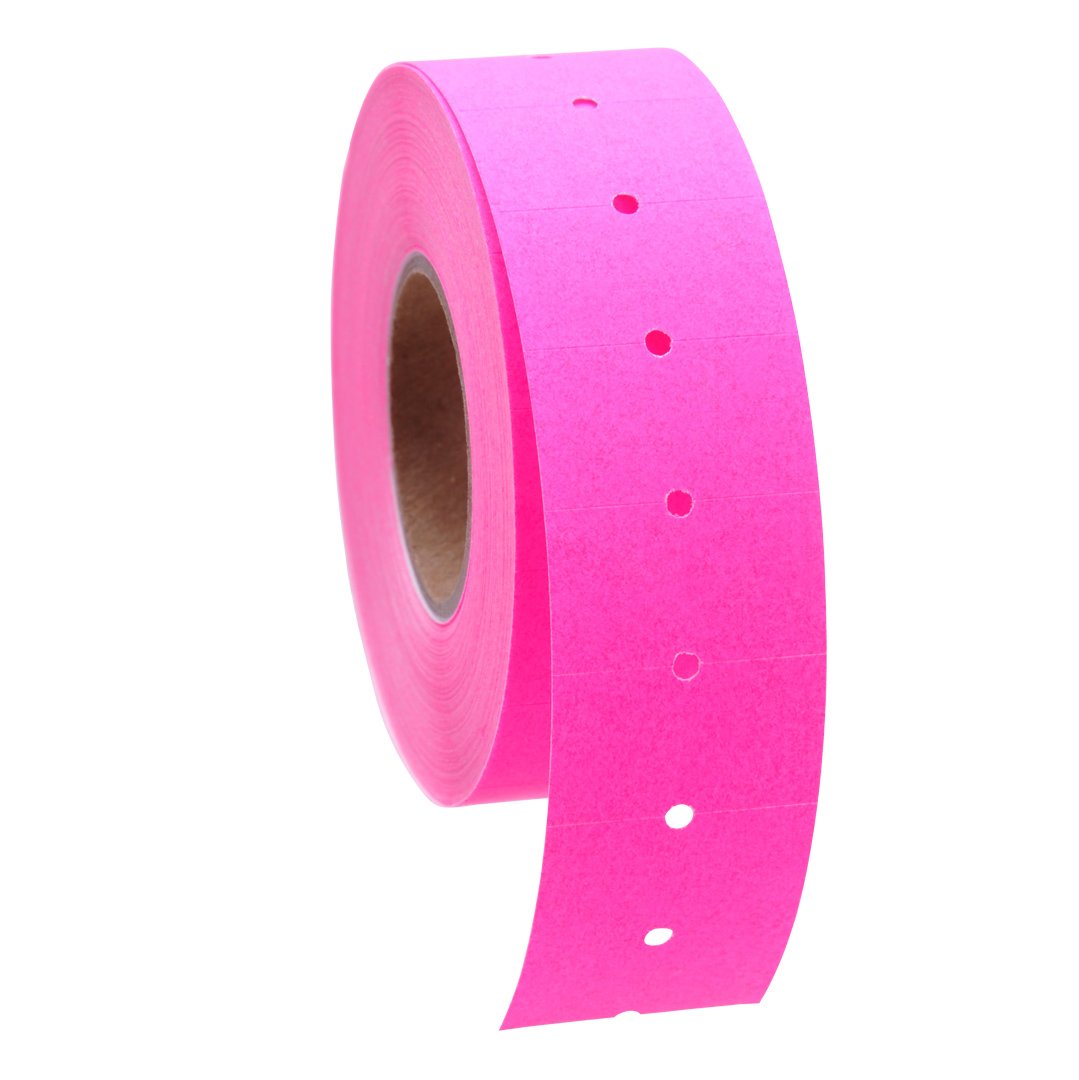 Fluorescent Pink Labels 16 Pack - Compatible with Towa GS Series, Halmark, and Century Price Guns - No Tamper Proof Slits (Free Ink Roll Included) - Perfect for Retail Pricing, Inventory Labeling, and Warehouse Organization