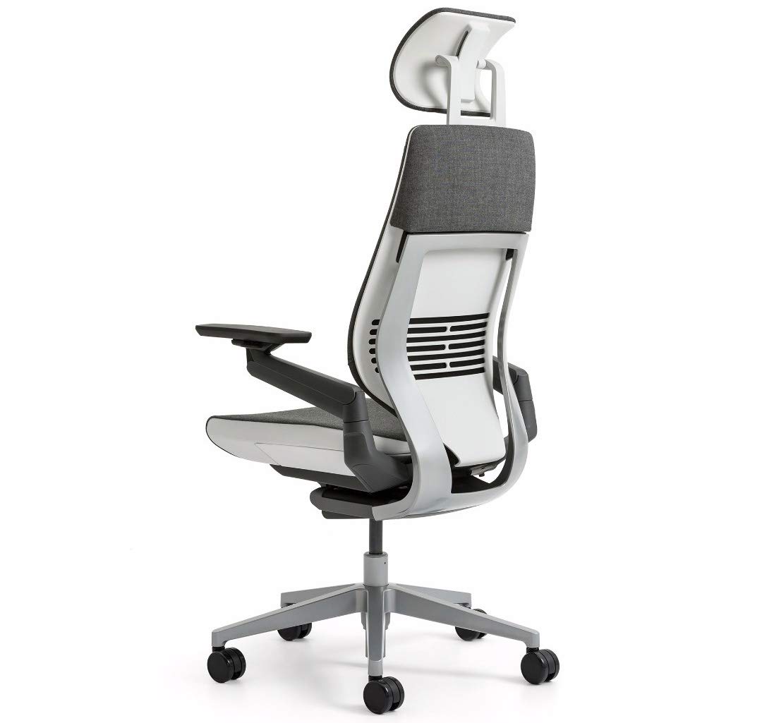 Steelcase Gesture Ergonomic Office Chair with Adjustable Headrest & Lumbar Support - Bo Peep Pinot Fabric, Platinum Frame & Hard Floor Casters - Perfect for Home Office, Gaming & Workspaces