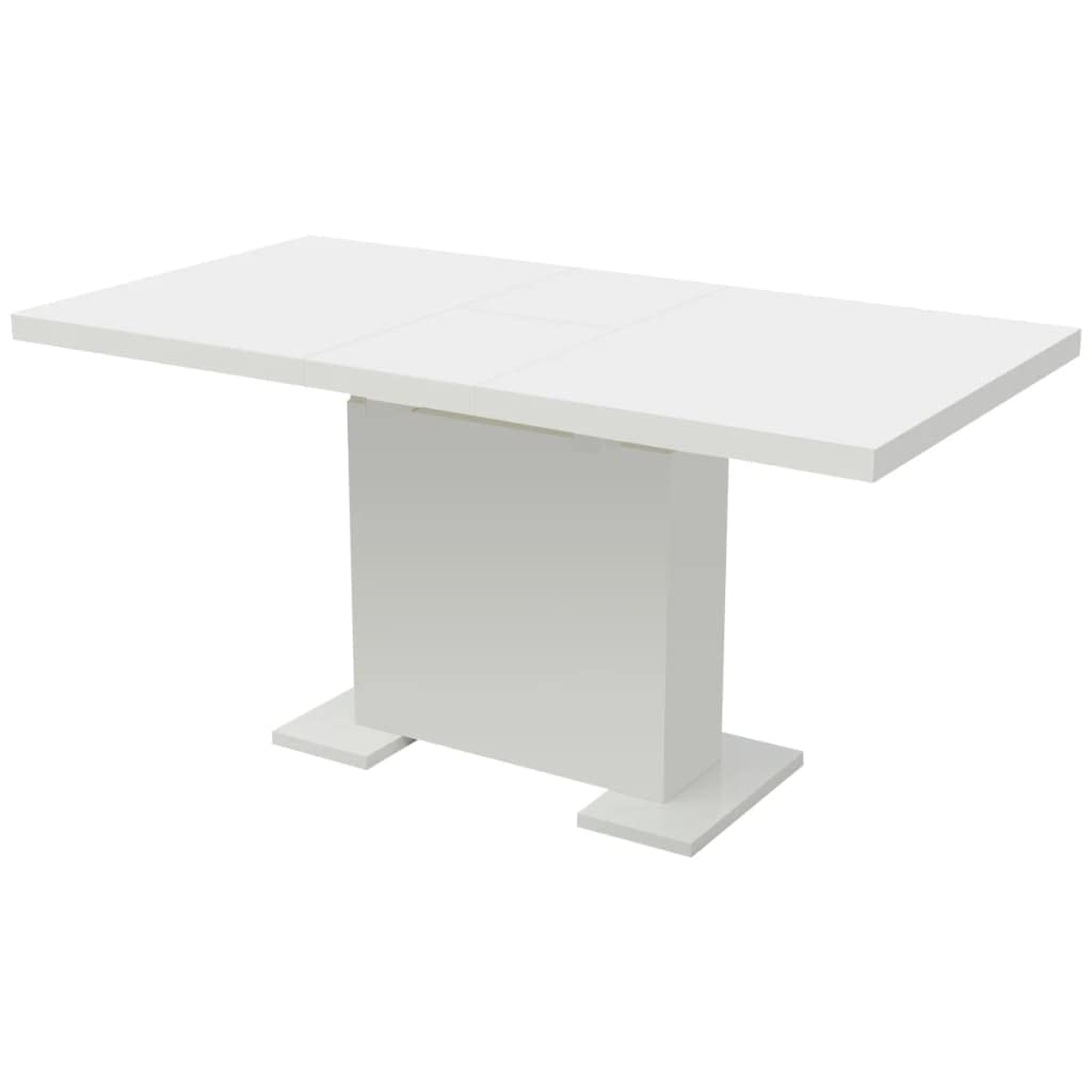 Extendable High Gloss White Outdoor Patio Dining Table - Weather-Resistant Backyard Furniture Set for Garden, Poolside & BBQ Parties
