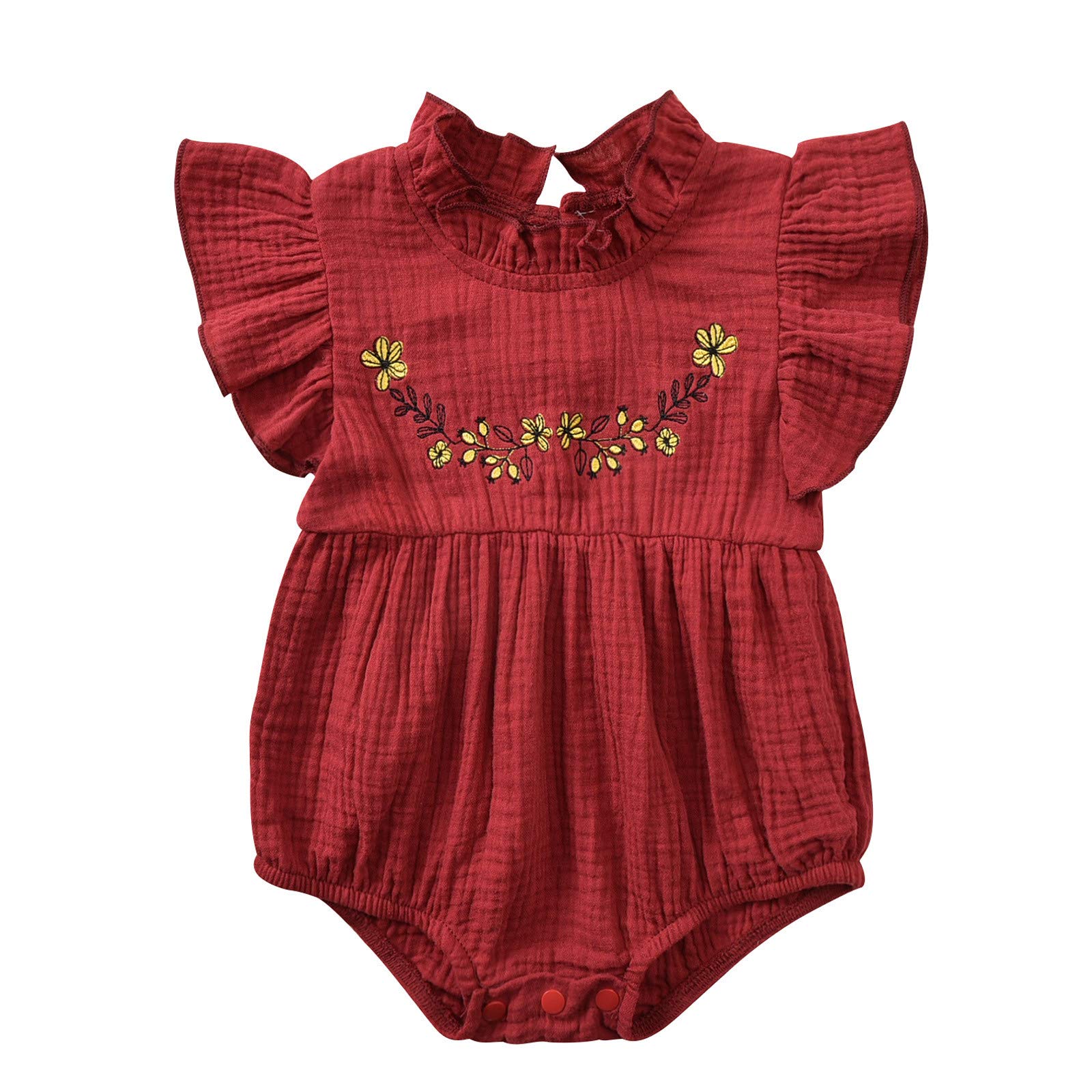 Digood Baby Girls Romper & Jumpsuit - Newborn Infant Sleeveless Embroidered Floral Print Bodysuit Outfit | Perfect for Summer, Playtime & Photo Shoots