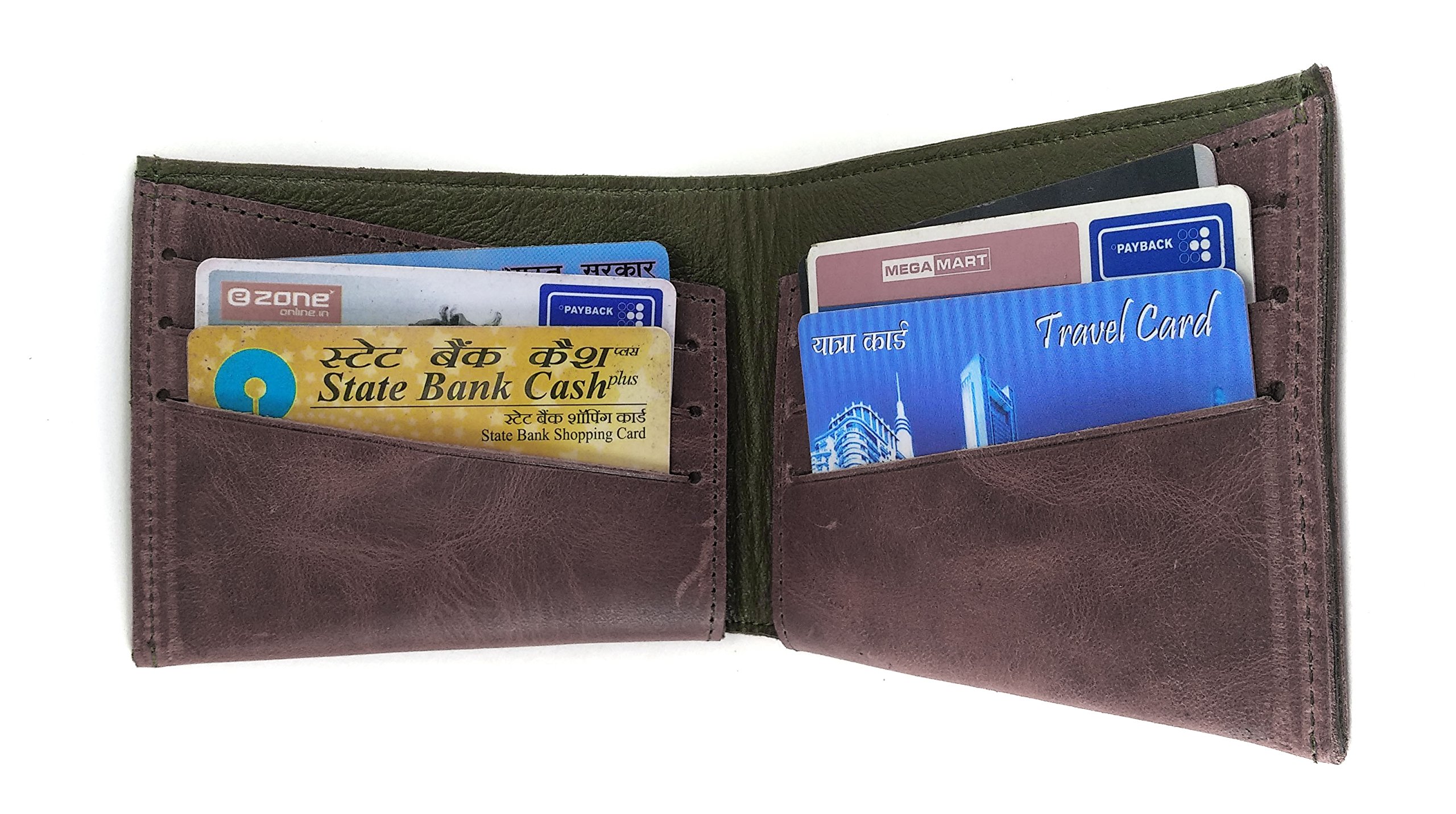 Genuine Leather Minimalist Two-Tone Wallet for Men - Slim RFID Blocking Bifold Wallet (Brown) - Perfect for Everyday Use, Travel & Business