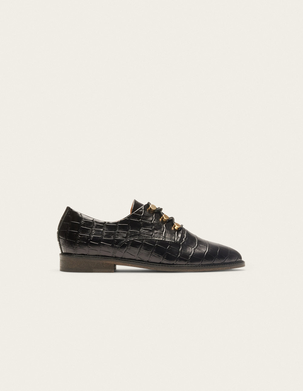 Black Crocodile Leather Derby Shoes for Women - Size XL | Comfortable & Stylish Footwear for Office, Casual Wear & Special Occasions