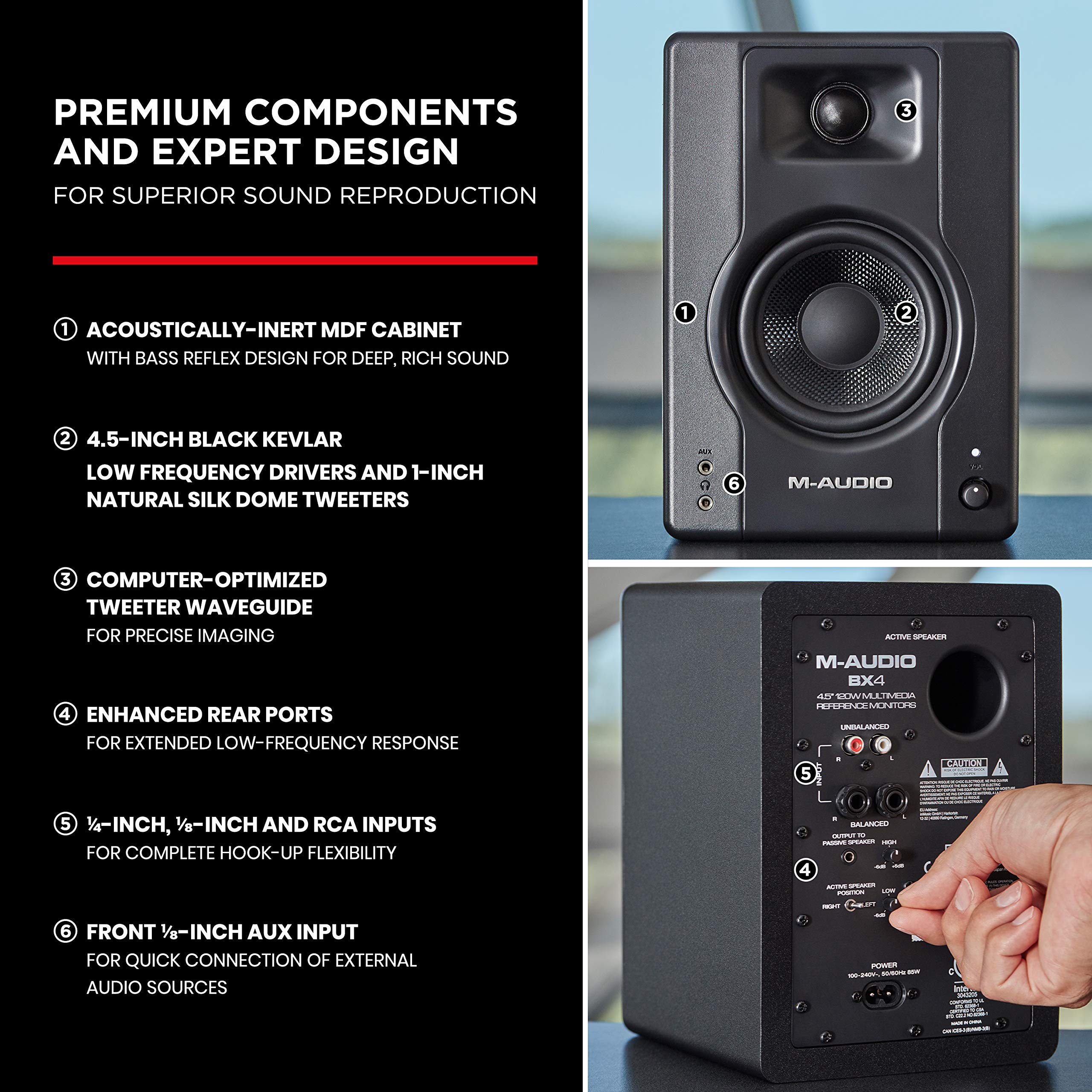 M-Audio M-Track Duo USB Audio Interface & BX4 120W Studio Monitors Bundle – Professional Recording, Streaming, Podcasting Kit with Software Suite for Home Studios & Content Creators
