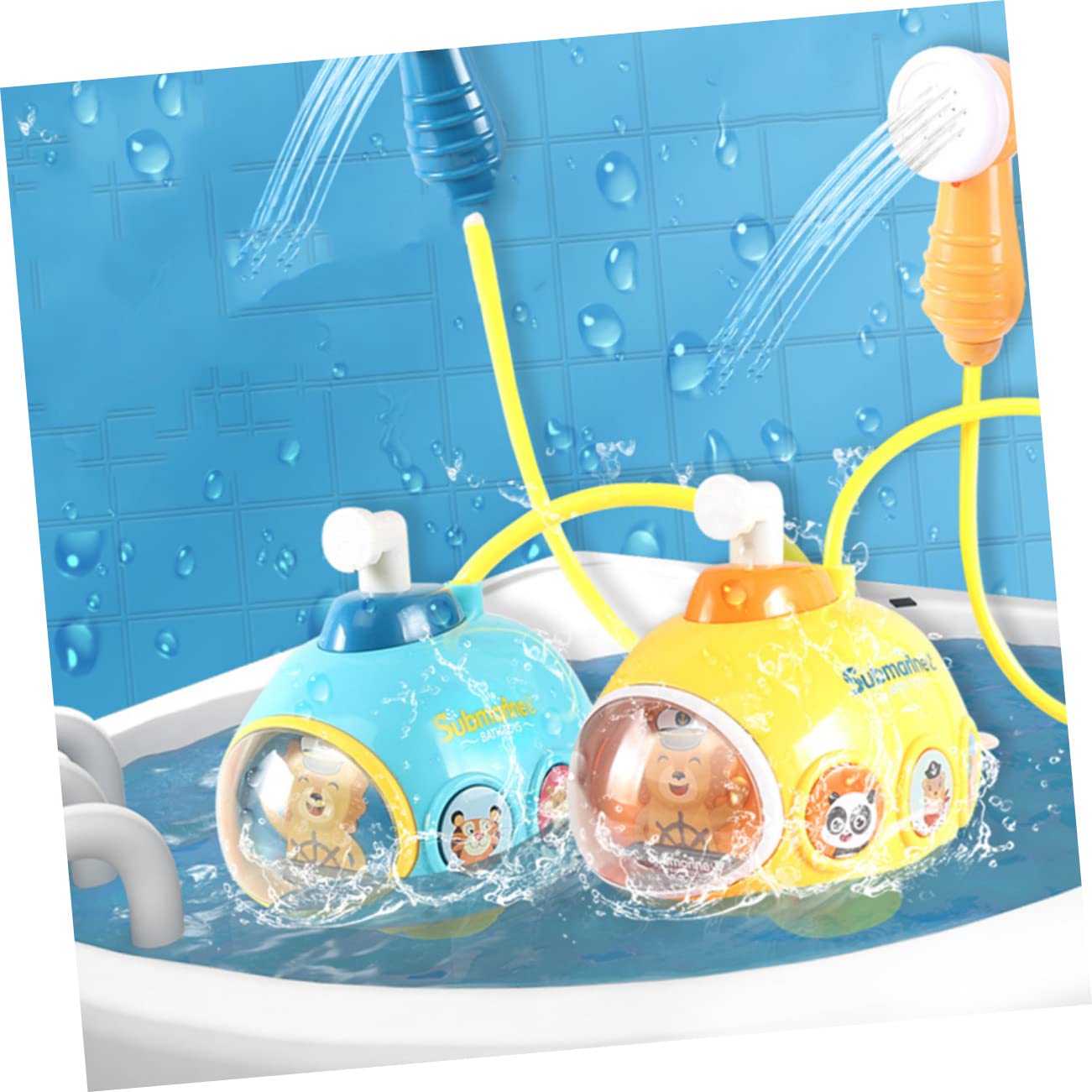 UPKOCH 2-Pack Electric Water Spray Bath Toys for Kids - Blue Plastic Shower Toys for Toddlers, Fun Bathtime Play for Boys & Girls - Perfect for Splash Play, Sensory Development & Bath Time Entertainment