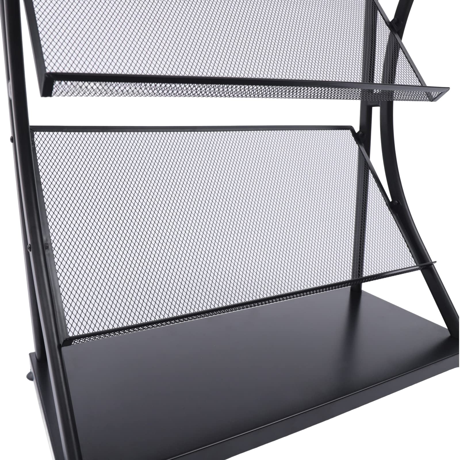 4-Tier Floor Standing Magazine Rack - Large Capacity Newspaper & Book Organizer for Magazines, Periodicals, Newspapers - Perfect for Living Room, Office, Library & Waiting Areas (Black)