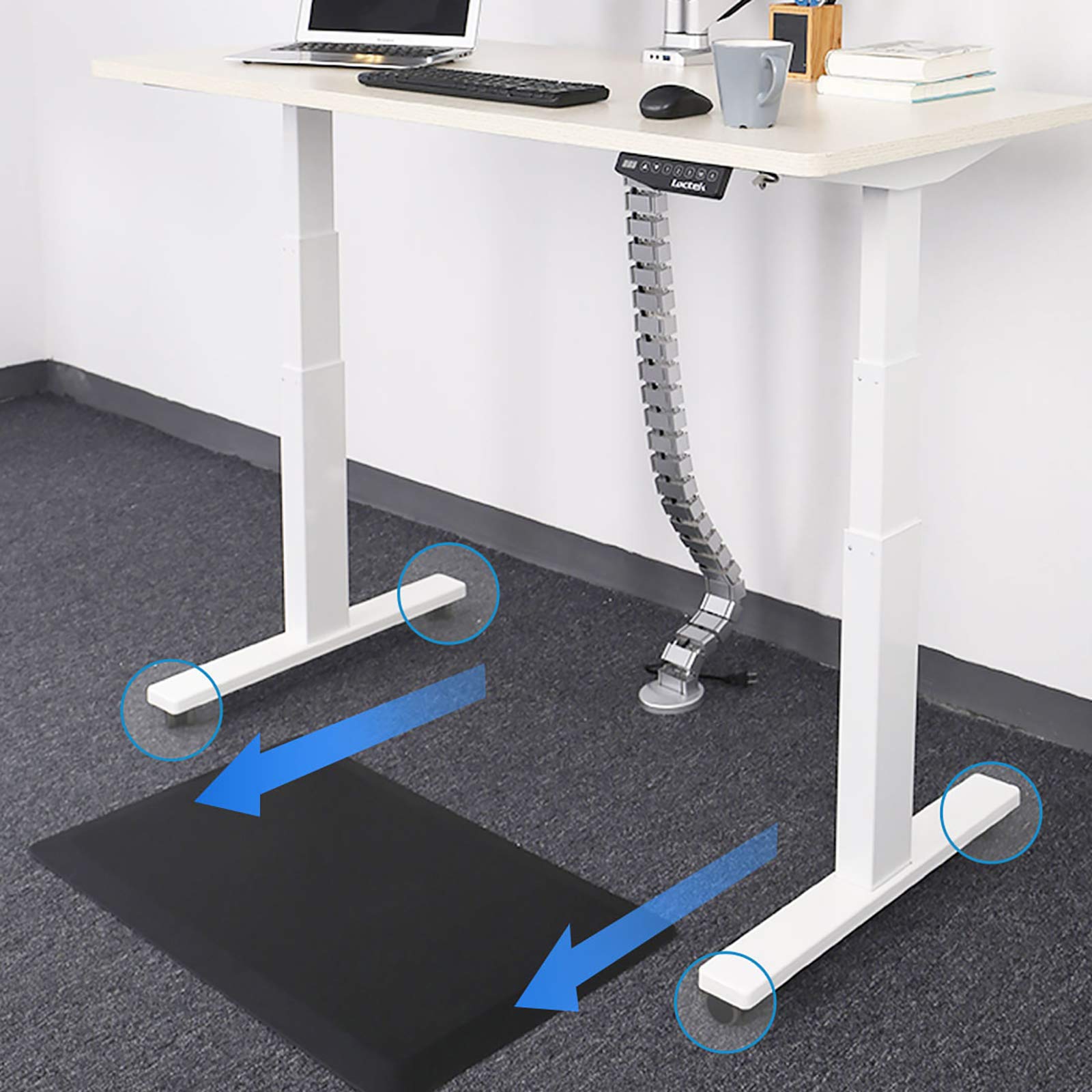 FlexiSpot Height Adjustable Desk Leg Casters Wheels - Set of 4 for Office, Home & Gaming Desks - Smooth Rolling & Locking Swivel Wheels for Ergonomic Workstations