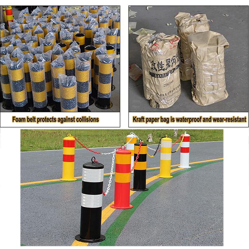 Heavy Duty Fixed Bollard Security Post - Reflective Parking Barrier for Driveway Safety - Durable & Easy to Install Bollard - Perfect for Parking Lots, Garages, and Commercial Properties