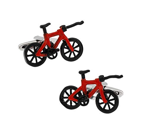 iGame Red Color Bicycle Cufflinks for Men - Premium Stainless Steel Dress Shirt Accessories with Gift Box - Perfect for Weddings, Business Meetings & Formal Events
