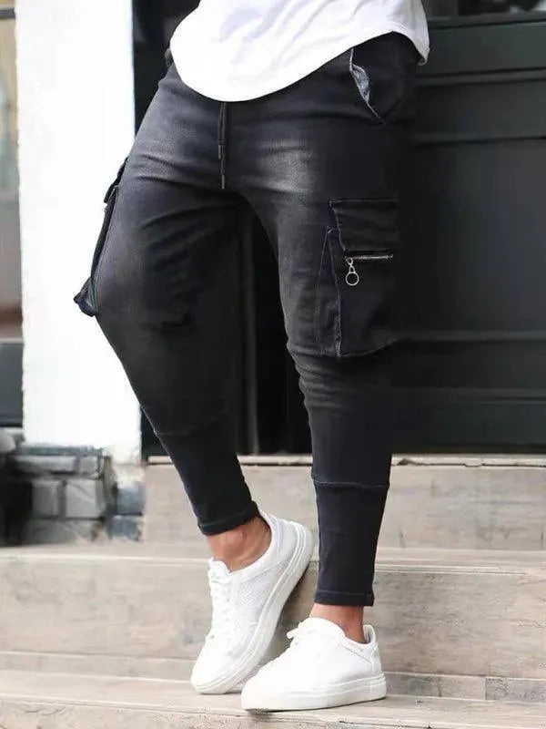Stretch Cargo Jeans for Men - Comfortable Snap Pants with Multiple Pockets - Perfect for Hiking, Travel & Outdoor Adventures