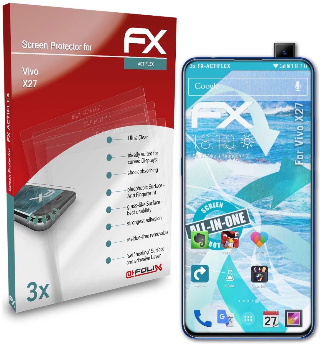 Vivo X27 Screen Protector, 3-Pack Ultra Clear Flexible HD Film - Anti-Scratch & Bubble-Free for Daily Protection & Gaming