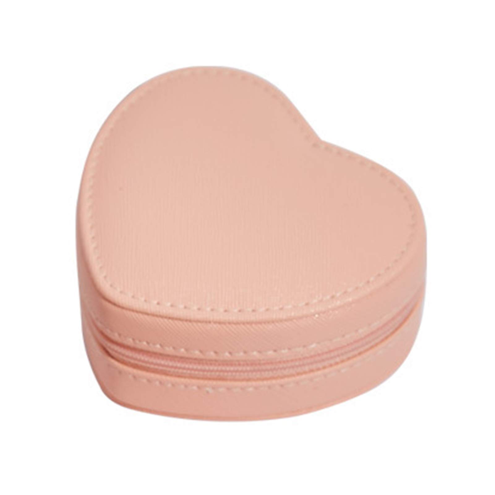 MuYiYi11 Portable Heart-Shaped Faux Leather Jewelry Organizer - Small Travel Jewelry Box for Women & Girls (Pink) | Perfect for Necklace, Ring & Earring Storage, Great for Travel, Home & Gift Giving