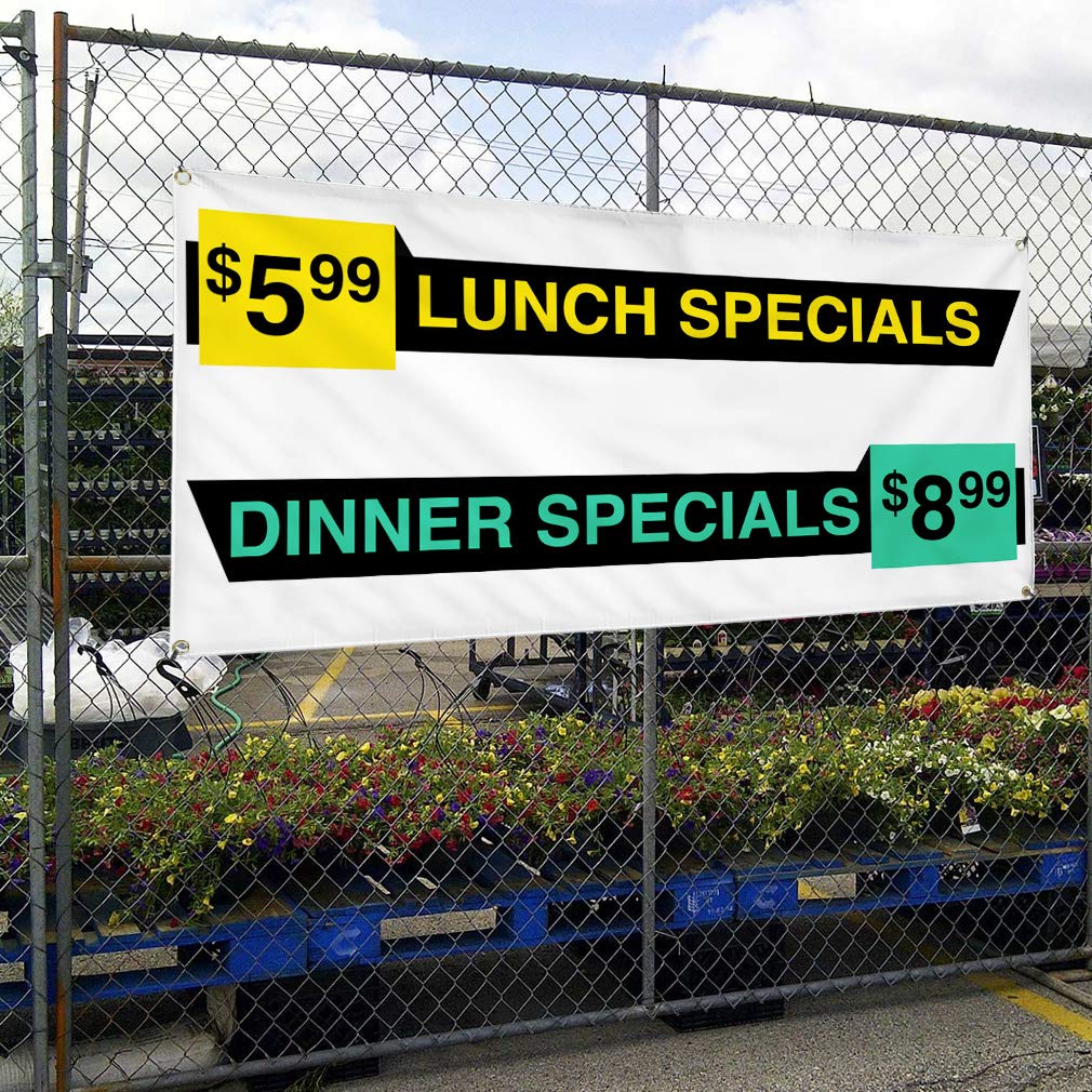 Vinyl Banner - Weatherproof Outdoor Yard Sign with 8 Grommets (48x96 Inches) - Perfect for Restaurant Specials, Food Promotions & Industrial Use - Durable for All Weather Conditions