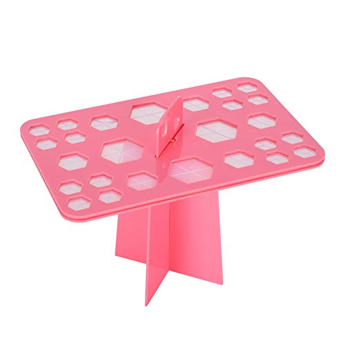 Pink Acrylic Makeup Brush Holder - 26 Hole Organizer for Beauty Tools & Display