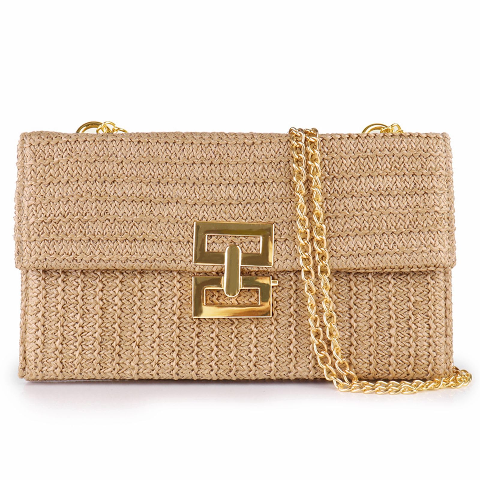 Gadom Woven Straw Clutch Purse for Women - Boho Crossbody Shoulder Bag for Summer Beach, Evening Out & Vacation Accessories | Perfect for Parties, Weddings & Tropical Getaways