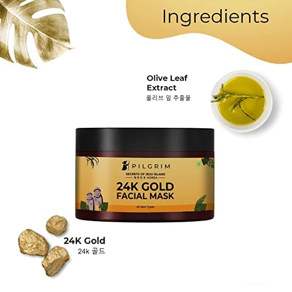 24K Gold Hydrating Skincare Set with Hyaluronic Acid Serum, Pore-Tightening Toner & Gold Facial Mask - For Glowing Skin | Pilgrim 24K Glow & Hydration Combo Kit | Perfect for Daily Skincare Routine & Spa Night