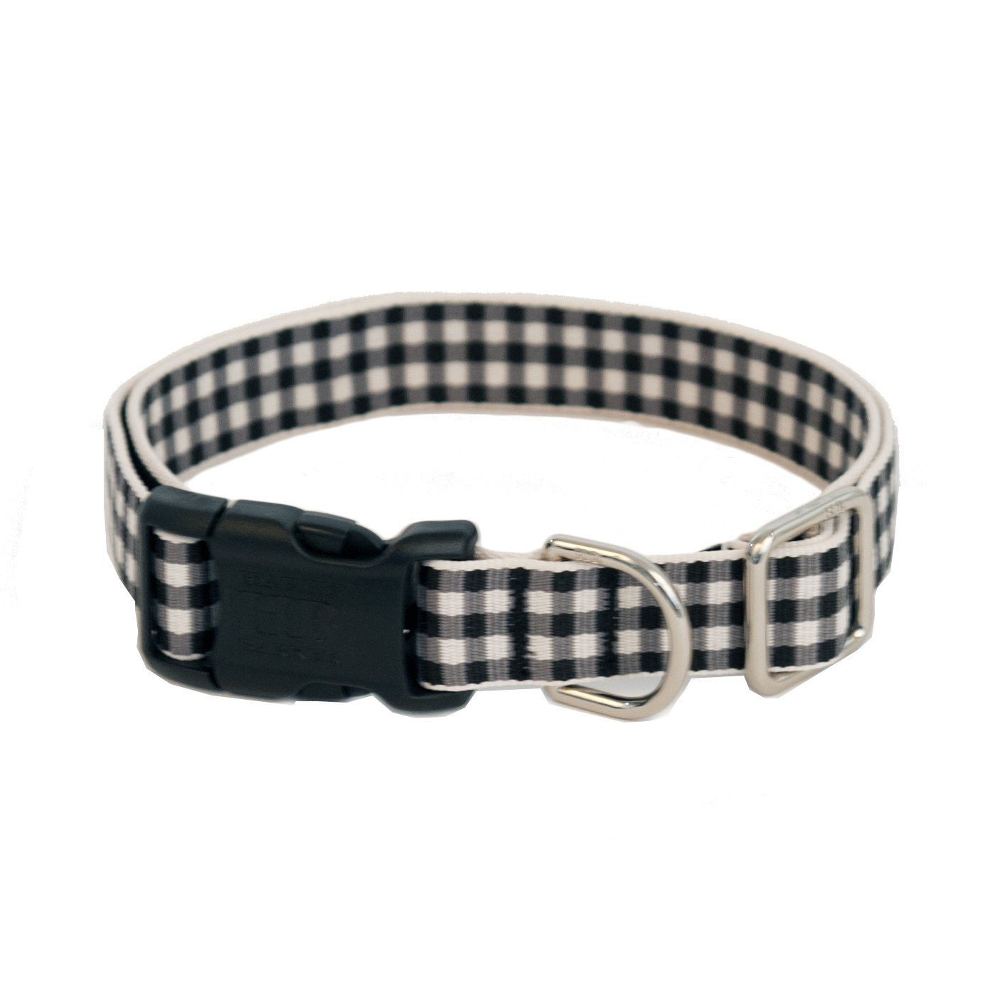 Harry Barker Black Gingham Dog Collar for Small Dogs - Adjustable Pet Collar with Durable Nylon & Classic Checkered Design - Perfect for Daily Walks, Training & Fashion Accessories