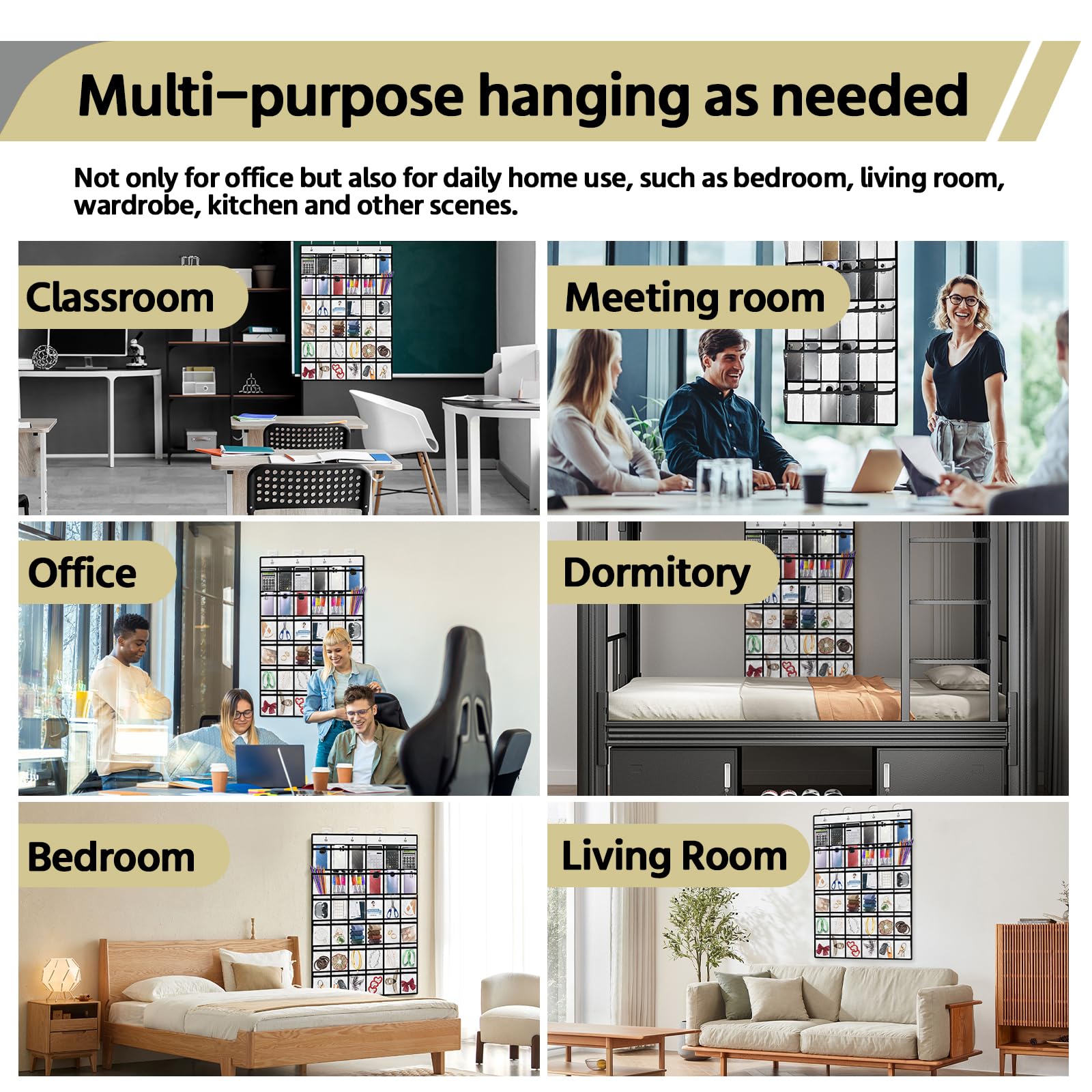 PAULONE 36-Pocket Classroom Organizer - Wall Mounted Storage Chart for Phones, Calculators & Small Items - White Hanging Door Pocket Chart for Teachers & Students - Perfect for Classroom, Office & Home Organization