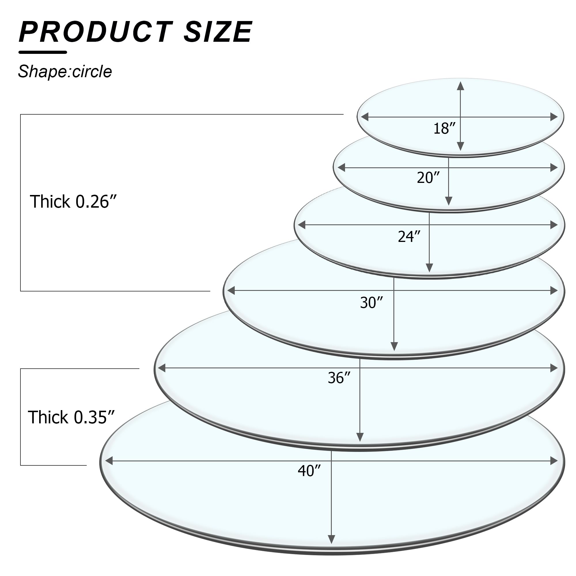 JUFU 30 Inch Round Tempered Glass Table Top - 0.26