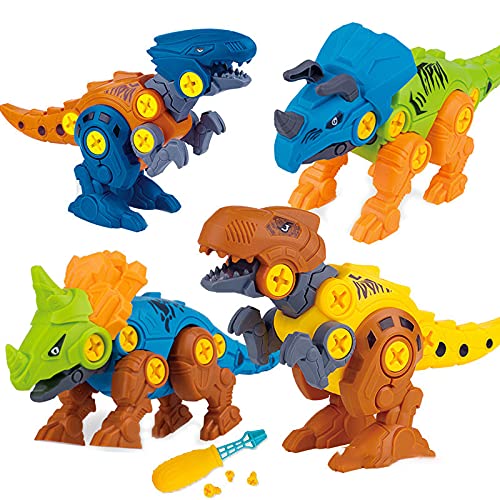 Foqucy 4 Pack Take Apart Dinosaur Toys - STEM Learning Construction Engineering Kit for Kids Ages 3-12 - Educational Building Play Set for Boys & Girls - Perfect for Birthday Gifts, Classroom Activities & Creative Playtime