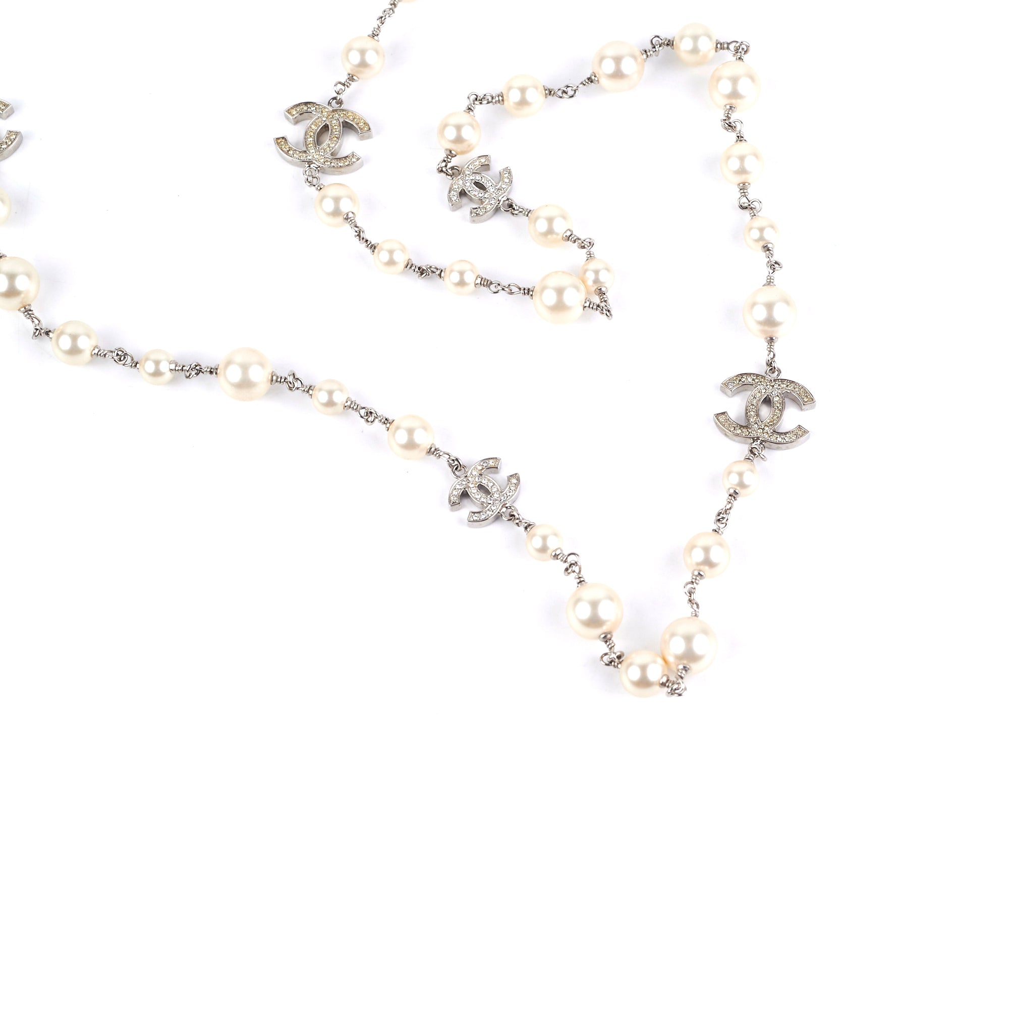 Chanel CC Pearls Long Necklace - Elegant Pearl & Logo Pendant for Women | Perfect for Parties, Weddings & Special Occasions