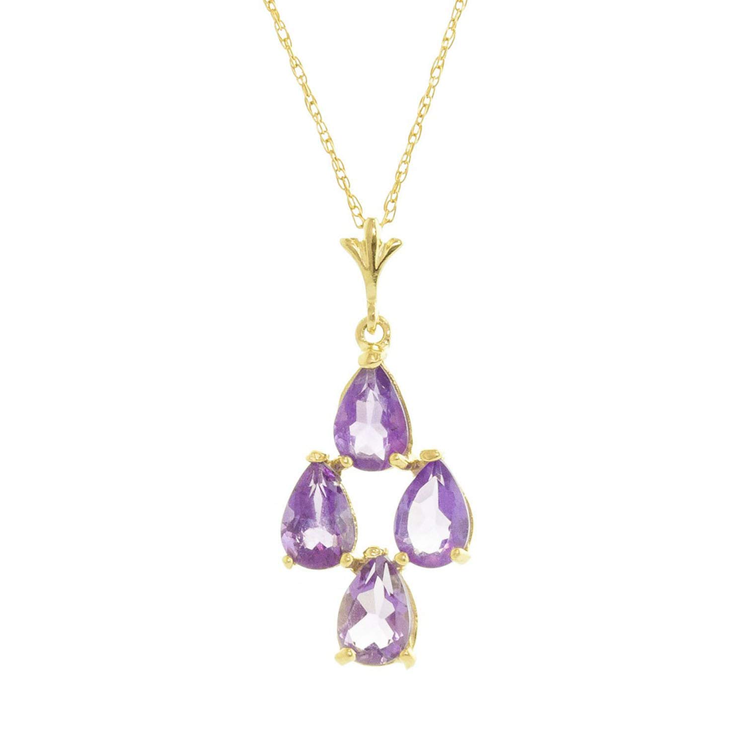 14K Yellow, White & Rose Gold Necklace with Pear-Shaped Amethysts | Elegant Galaxy Gold GG Jewelry for Women | Perfect for Weddings, Parties & Gift Giving