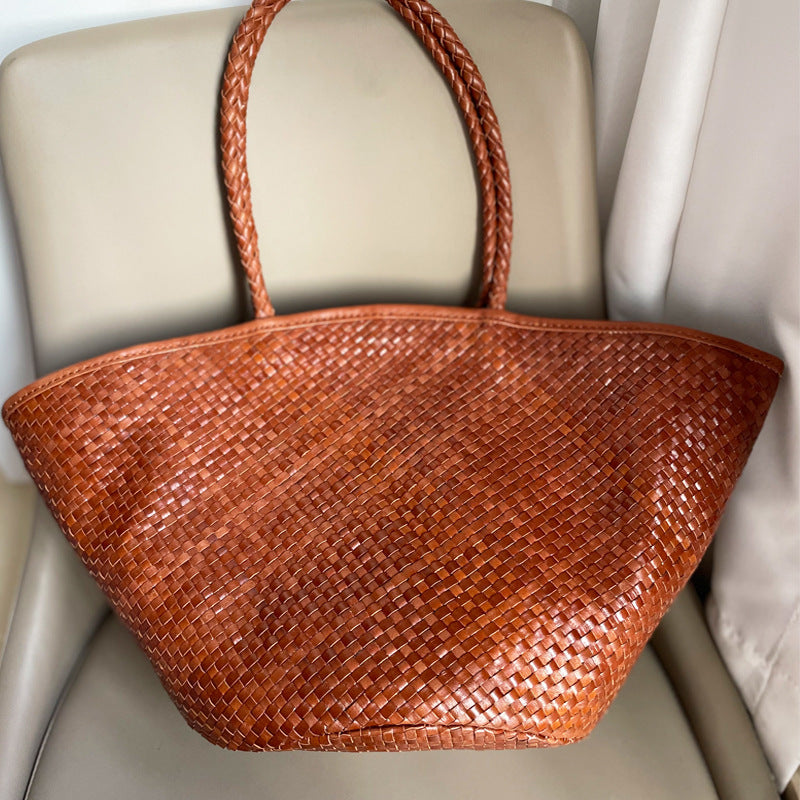 Premium Genuine Leather Large Capacity Tote Bag - Handcrafted Cowhide Shoulder Bag for Women | Perfect for Work, Travel & Everyday Use