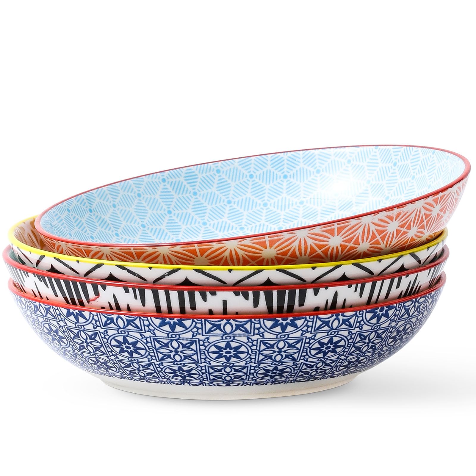 33oz Large Pasta Bowls Set of 4 - Stoneware Serving Bowls for Salad, Soup, Fruit | Microwave & Dishwasher Safe | 8.5