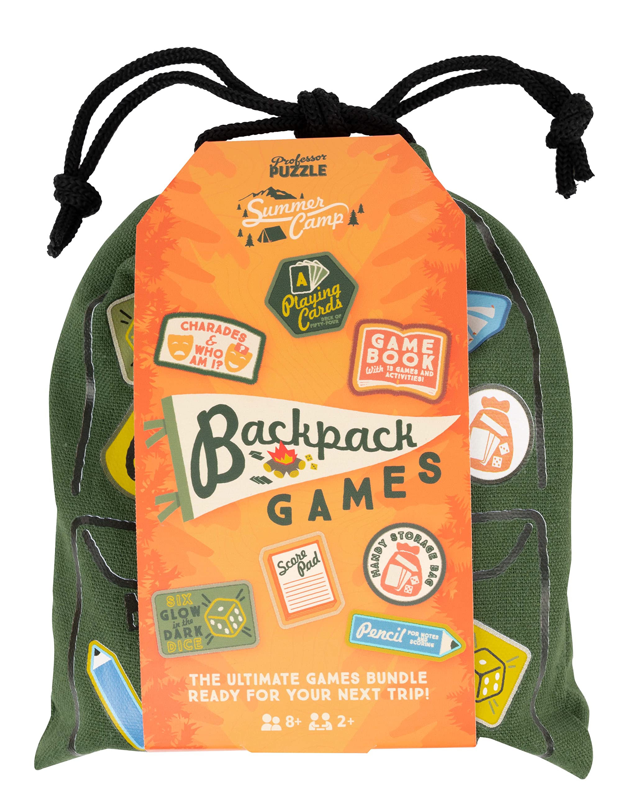 Professor PUZZLE Backpack Games - Ultimate Travel Games Bundle for Road Trips, Camping & Family Vacations | Portable Fun for Kids & Adults