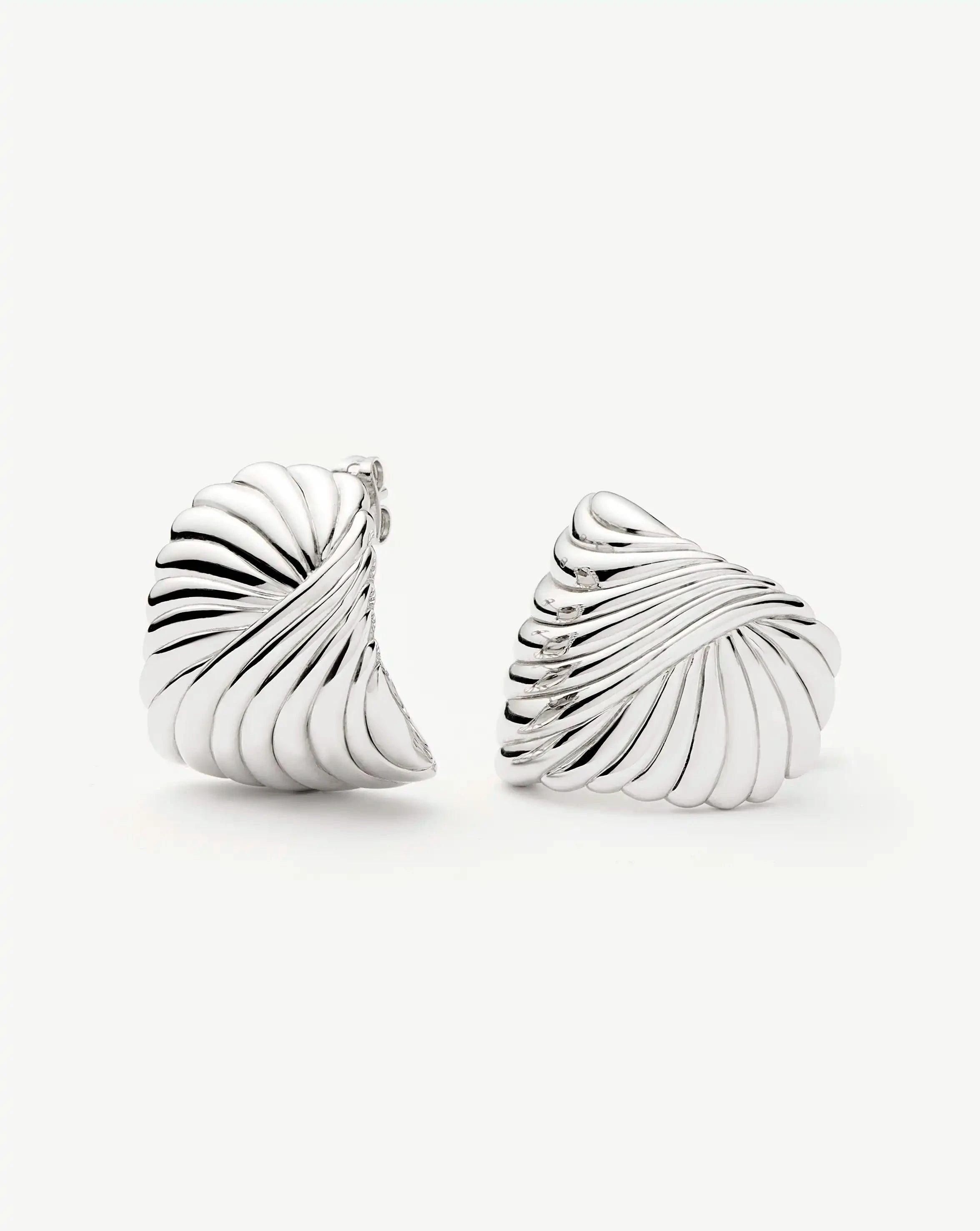 Ripple Oversized Stud Earrings - Silver Plated Fashion Jewelry for Women | Perfect for Parties, Weddings & Everyday Wear