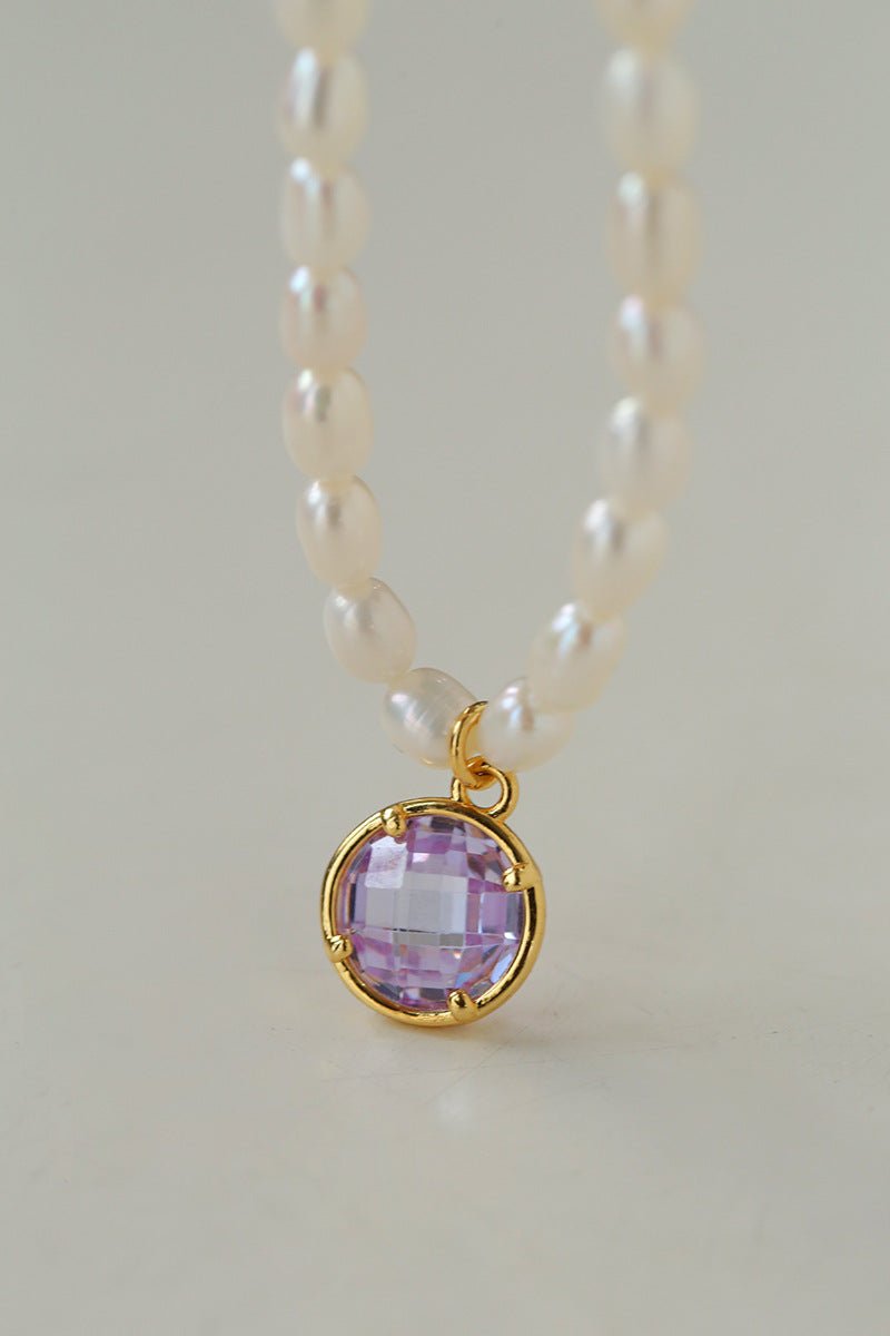 Exquisite Colored Zircon & Freshwater Pearl Necklace for Women - Elegant Jewelry Gift for Wedding, Anniversary & Special Occasions