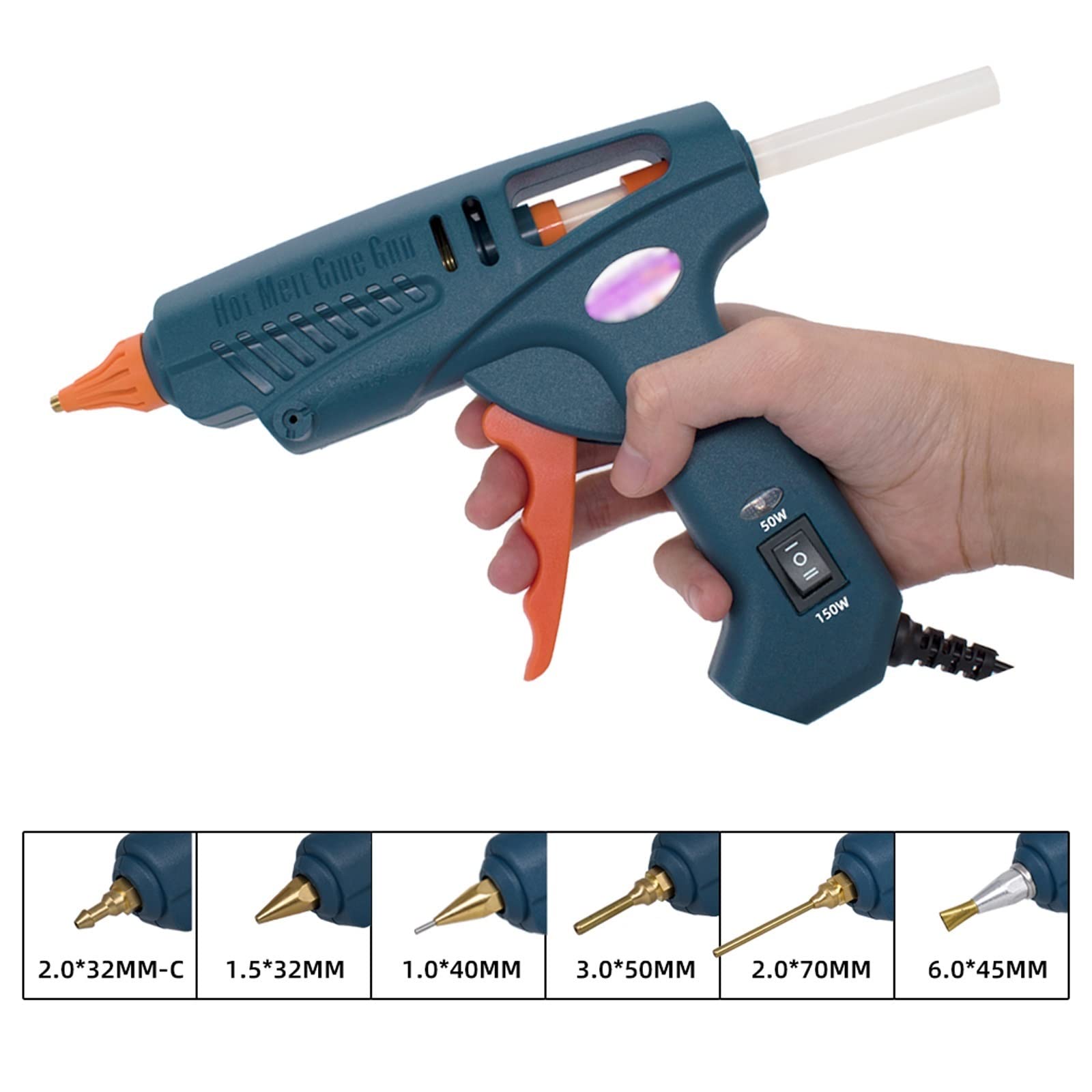 Professional 50W/150W Adjustable Temperature Hot Glue Gun Set - Leak-Proof with Pure Copper Nozzle for DIY Crafts, Home Repairs & Woodworking Projects (EU Plug, 3-Piece Kit)