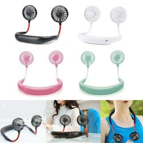 Portable Neck Fan with USB Rechargeable Battery - Hands-Free Personal Cooling Fan, Adjustable Neckband & Headphone Design - Perfect for Office Work, Outdoor Travel, Sports & Summer Activities