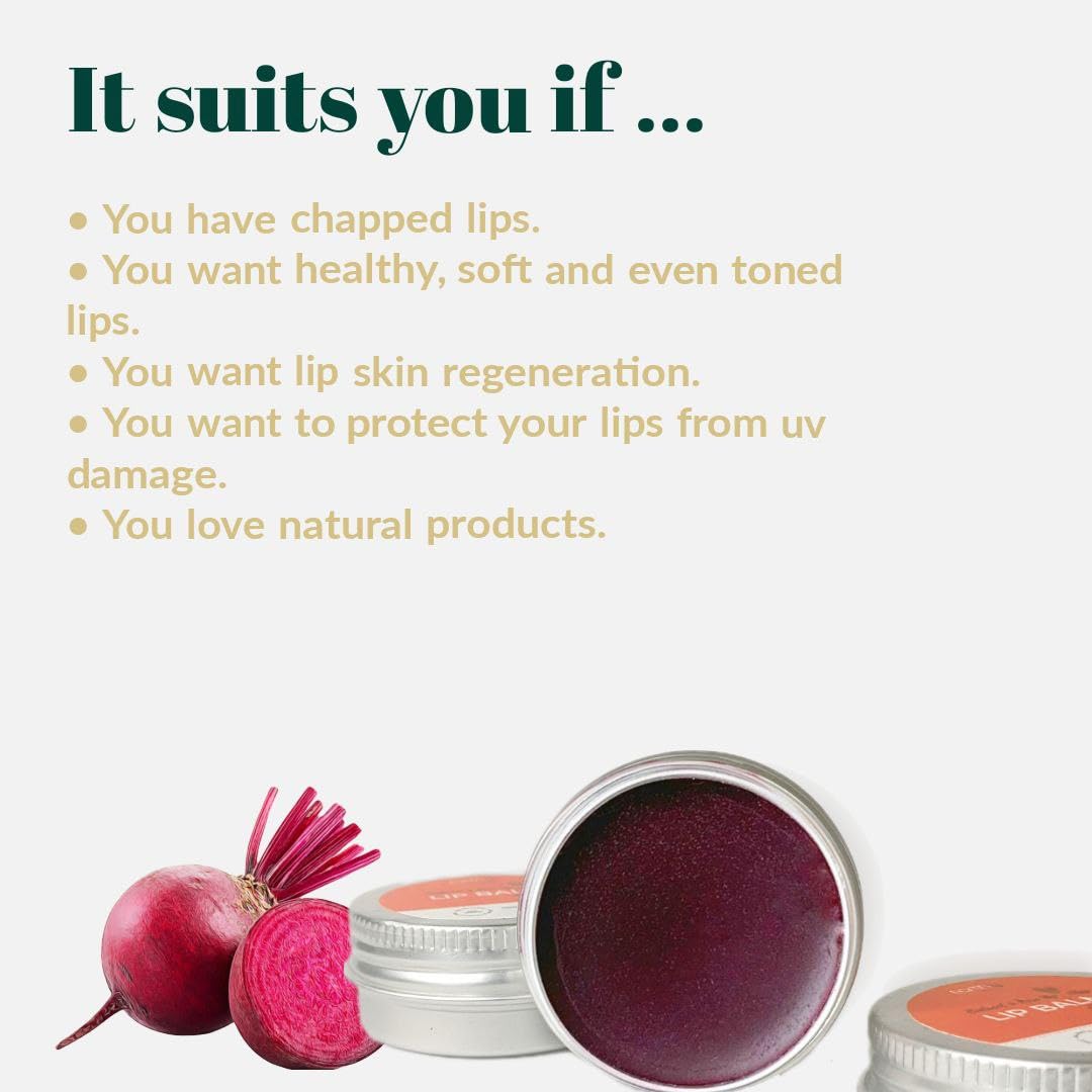 Earthly Beetroot Lip Balm with Rosehip & Almond Oil – SPF 30 Moisturizing Treatment for Soft, Naturally Pink Lips | Fades Dark Pigmentation | Maroon Tint Lip Care | Vegan & Cruelty-Free | Perfect for Daily Use, Outdoor Activities & Makeup Prep – 15g