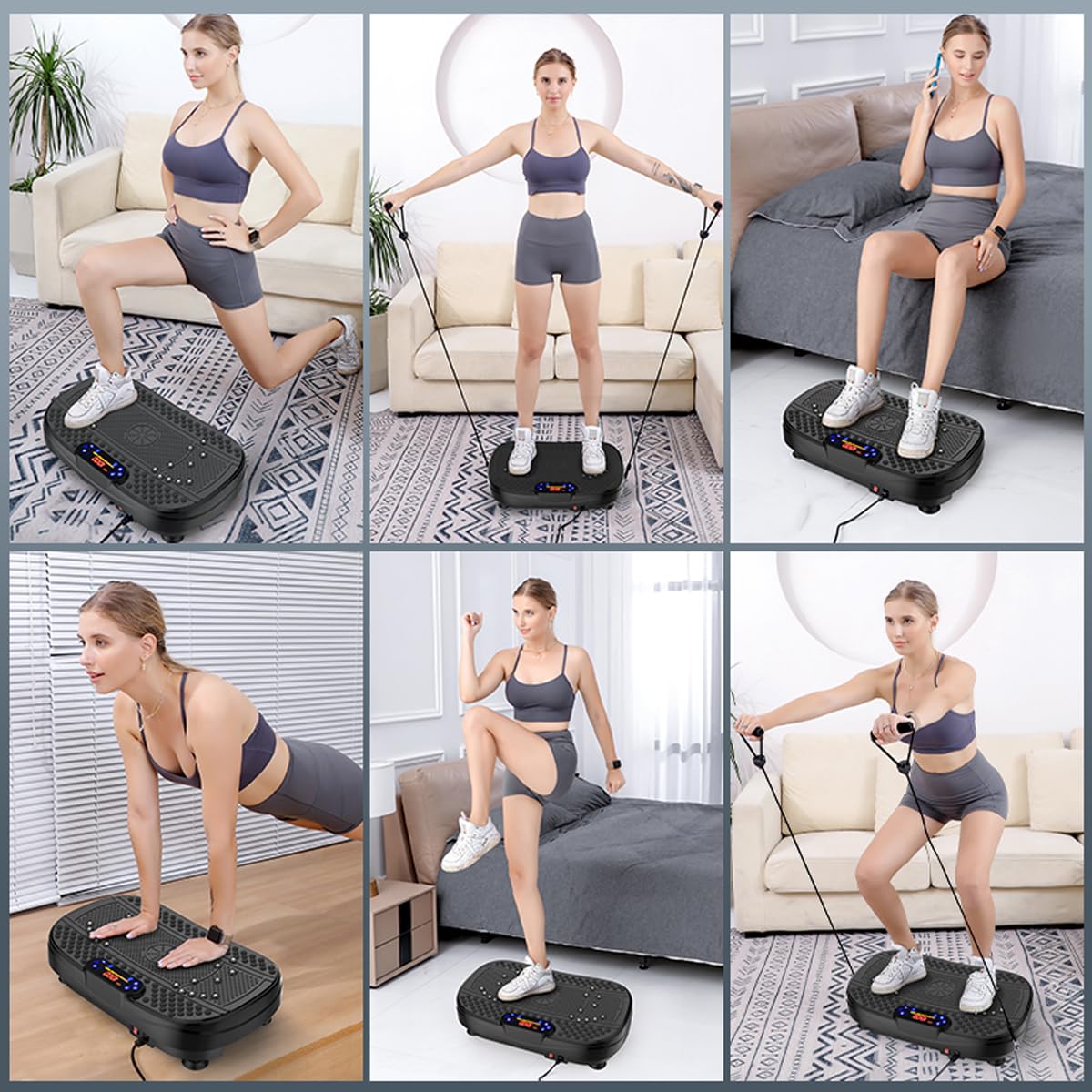Whole Body Vibration Plate Exercise Machine with Resistance Bands - Adjustable Speed Home Fitness Platform for Weight Loss, Muscle Toning & Recovery | Perfect for Home Gym, Physical Therapy & Senior Workouts