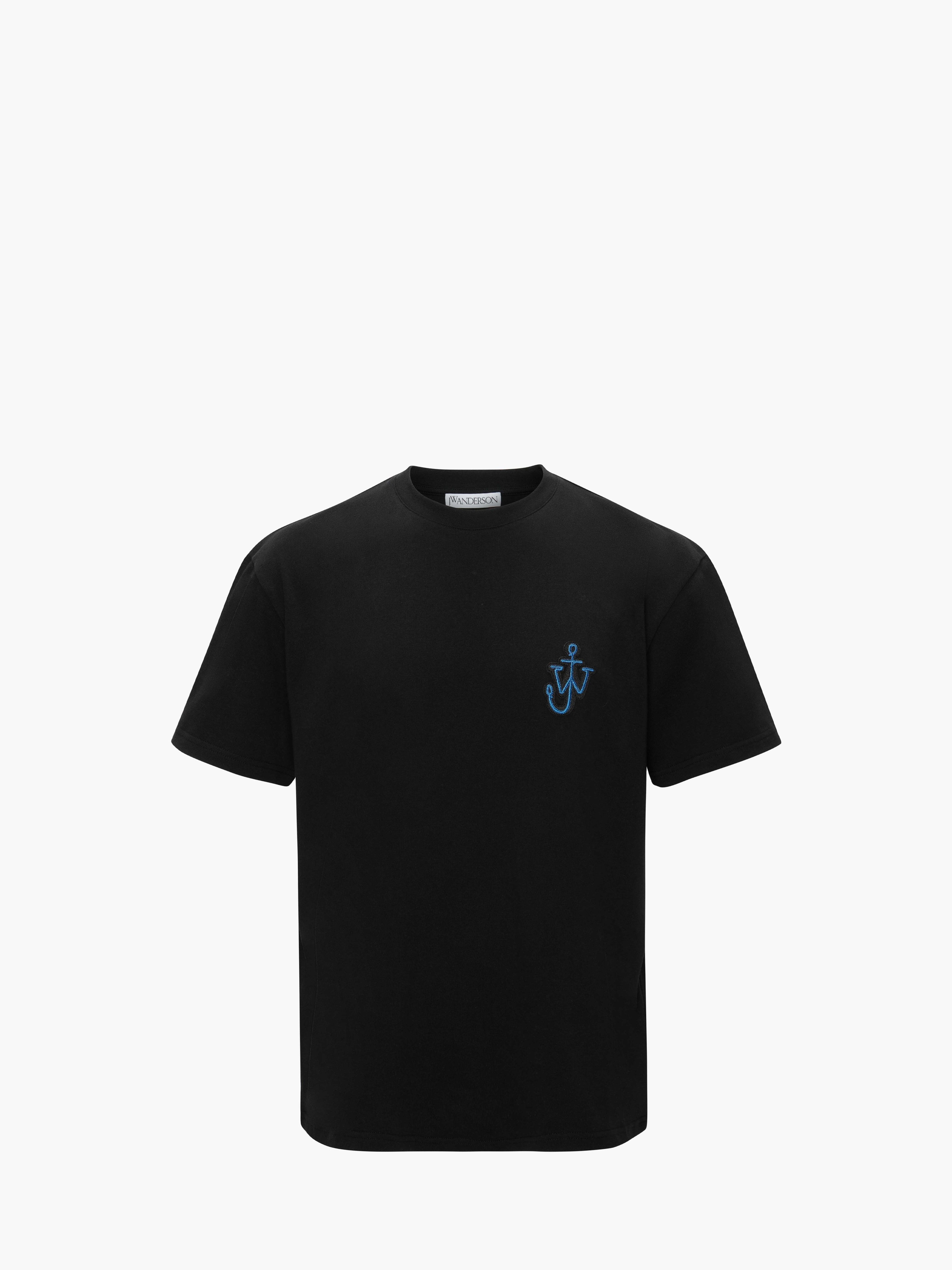 CL ANCHOR Patch T-Shirt for Men - White Cotton Tee with Embroidered Logo | Casual Streetwear & Everyday Wear | JT0033PG0482