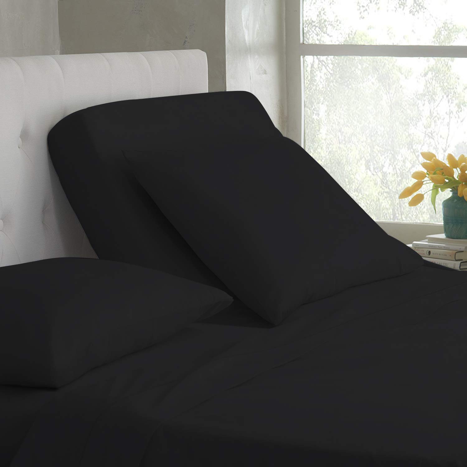 Adjustable Bed Base Split King Sheets Set - 100% Egyptian Cotton 600 Thread Count, Deep Pocket 15-18 Inches, 28