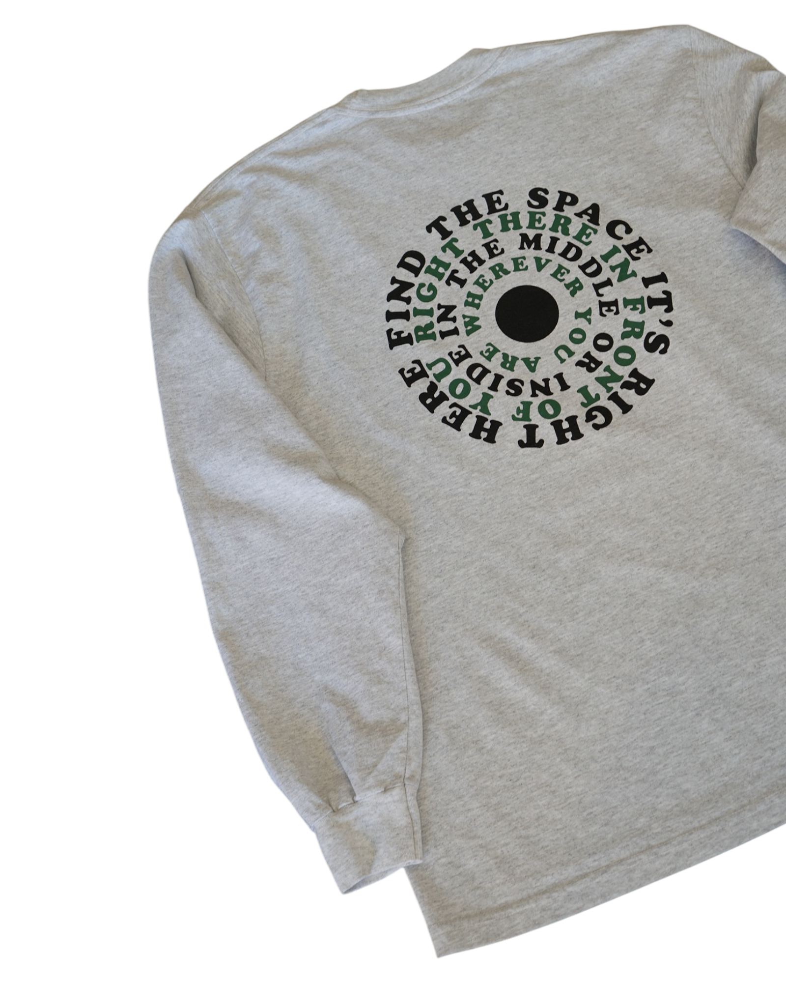 MIDFLD Right Here Long Sleeve Crewneck T-Shirt for Men & Women - Soft Cotton Casual Tee - Ash Grey - Perfect for Everyday Wear, Outings & Layering