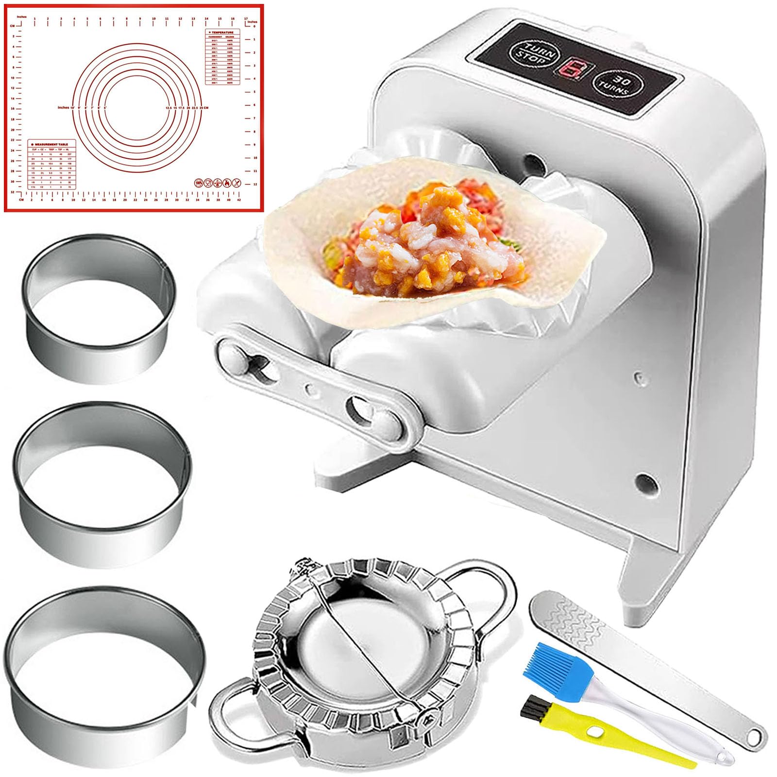 Electric Dumpling Maker Machine - Rechargeable Automatic Dumpling Press with 2 Modes, Empanada Maker, Silicone Baking Mat, Dough Cutter & Spoon - Perfect for Homemade Dumplings, Pierogi & Pastries - Ideal for Family Cooking, Parties & Quick Meals