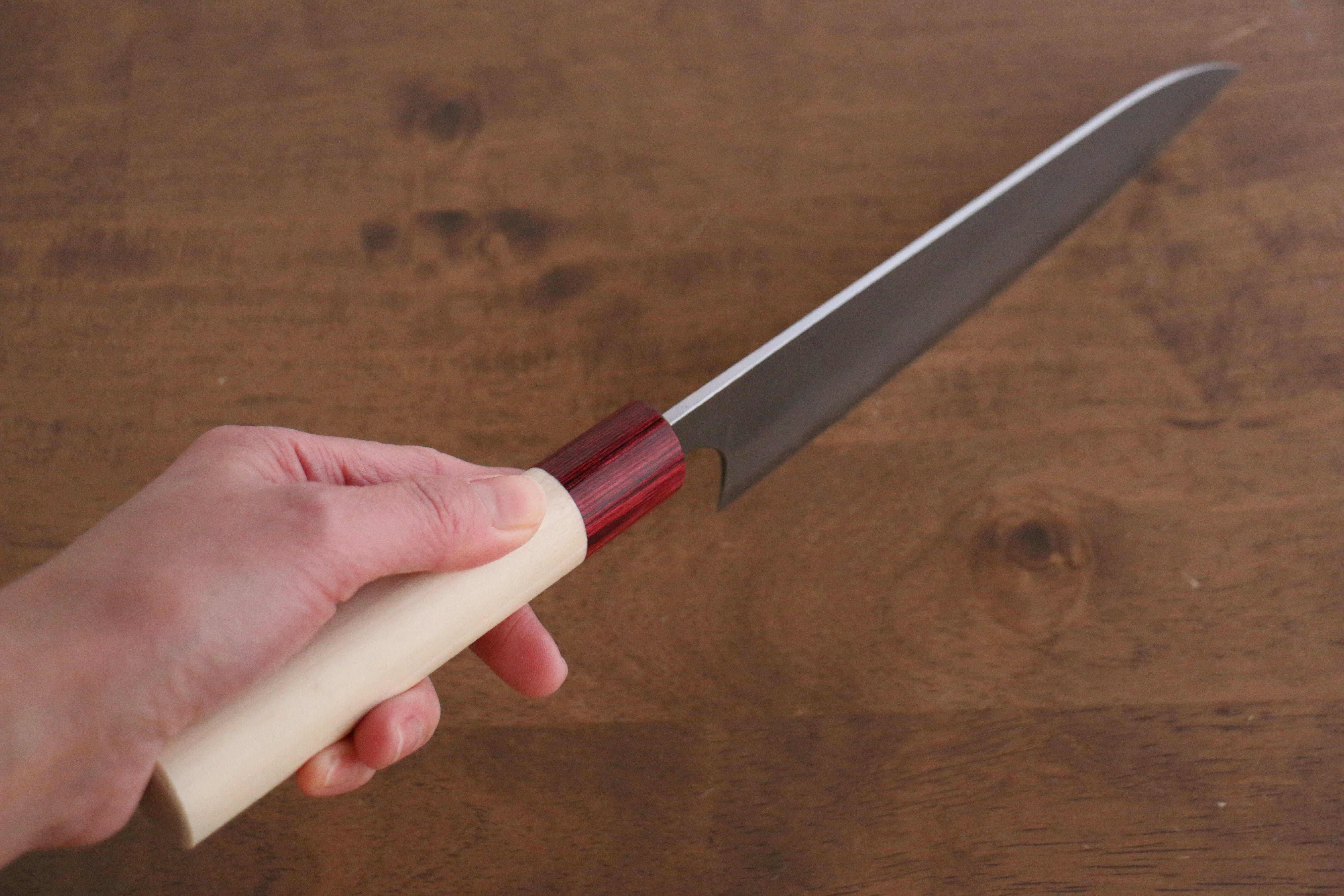 Masakage Yuki White Steel No.2 Nashiji Gyuto 180mm Japanese Chef Knife with Magnolia Handle - Perfect for Sushi, Meat Cutting & Professional Kitchen Use