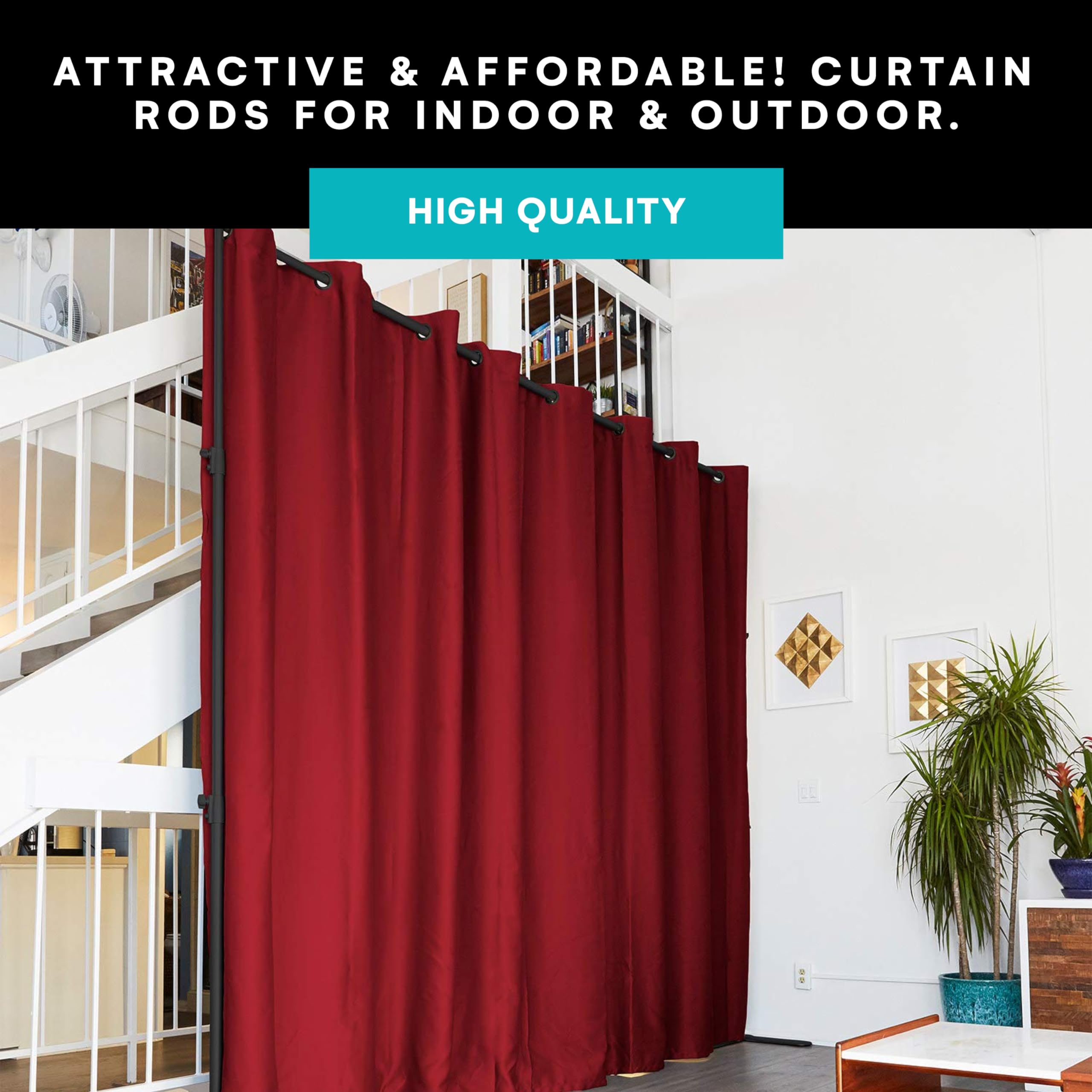 Premium Room Divider Curtain 8ft x 15ft - Blackout & Privacy Partition for Large Spaces | Heavy Duty Fabric Room Dividers | Perfect for Studios, Offices, and Event Spaces | Skylight Design for Natural Light