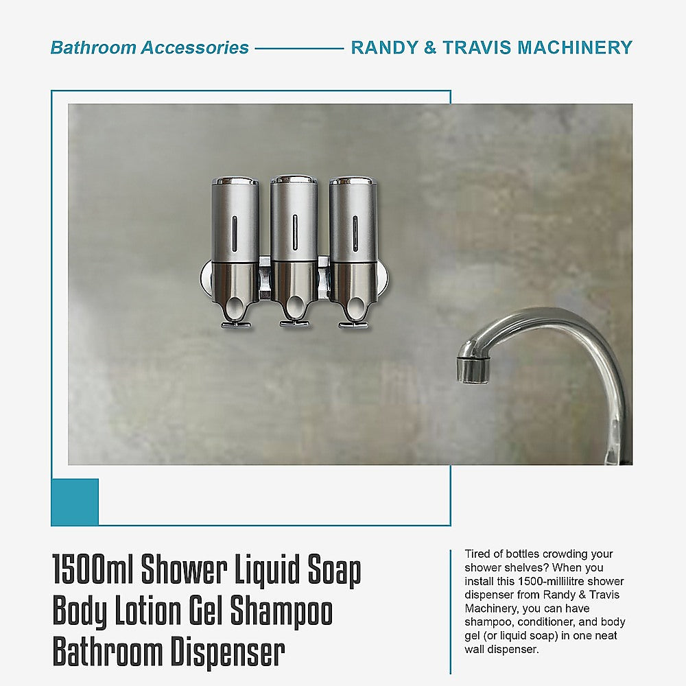 1500ml Refillable Shower Gel & Body Wash Dispenser - Liquid Soap, Shampoo, and Lotion Pump Bottle for Bathroom, Spa, and Gym Use