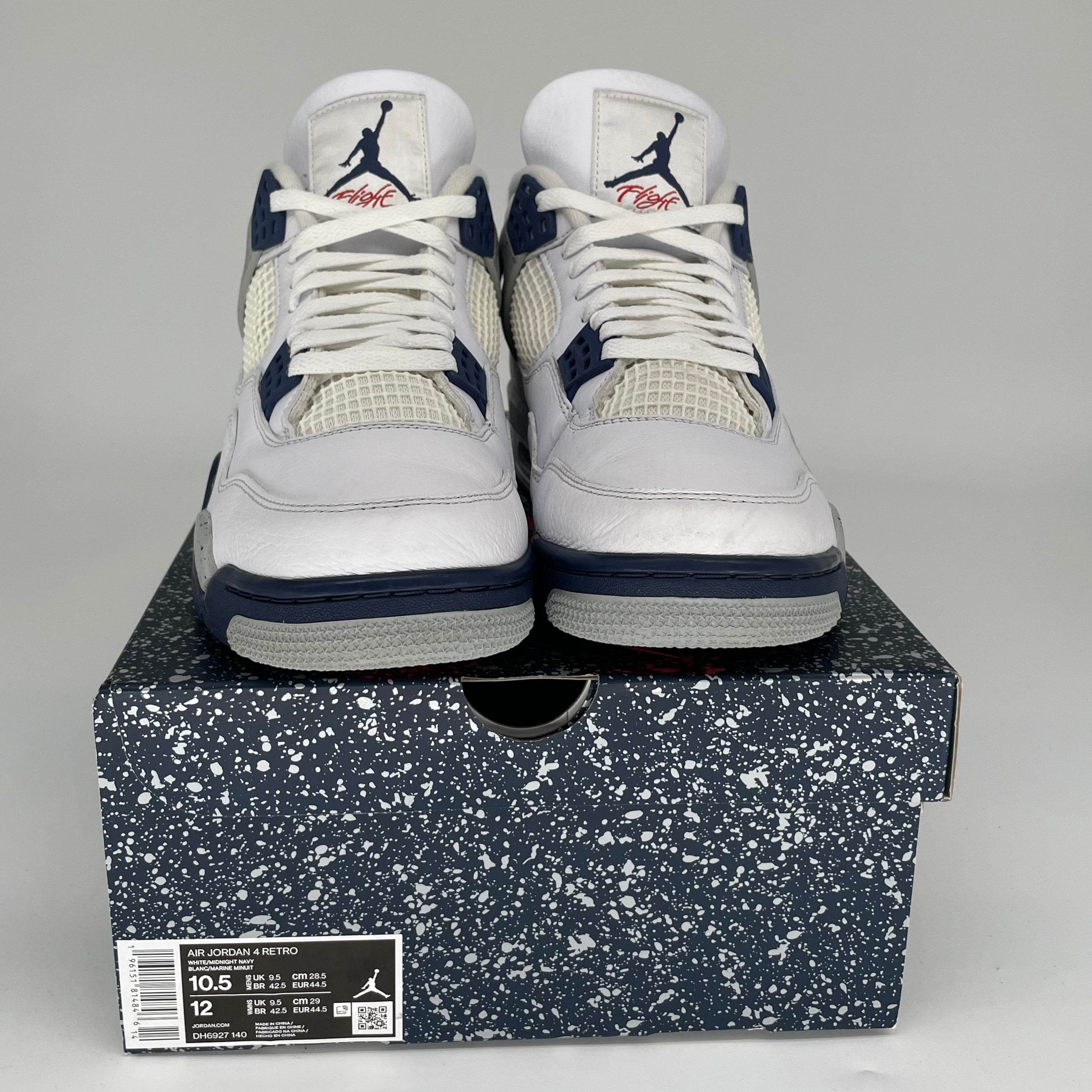 **Air Jordan 4 Retro 'Midnight Navy' Men's Basketball Shoes - Size 10.5 (DH6927-140) | Perfect for Sneaker Collectors & Streetwear Fashion**    *Use Cases: Ideal for basketball games, casual streetwear, sneaker collections, and urban fashion styling.*