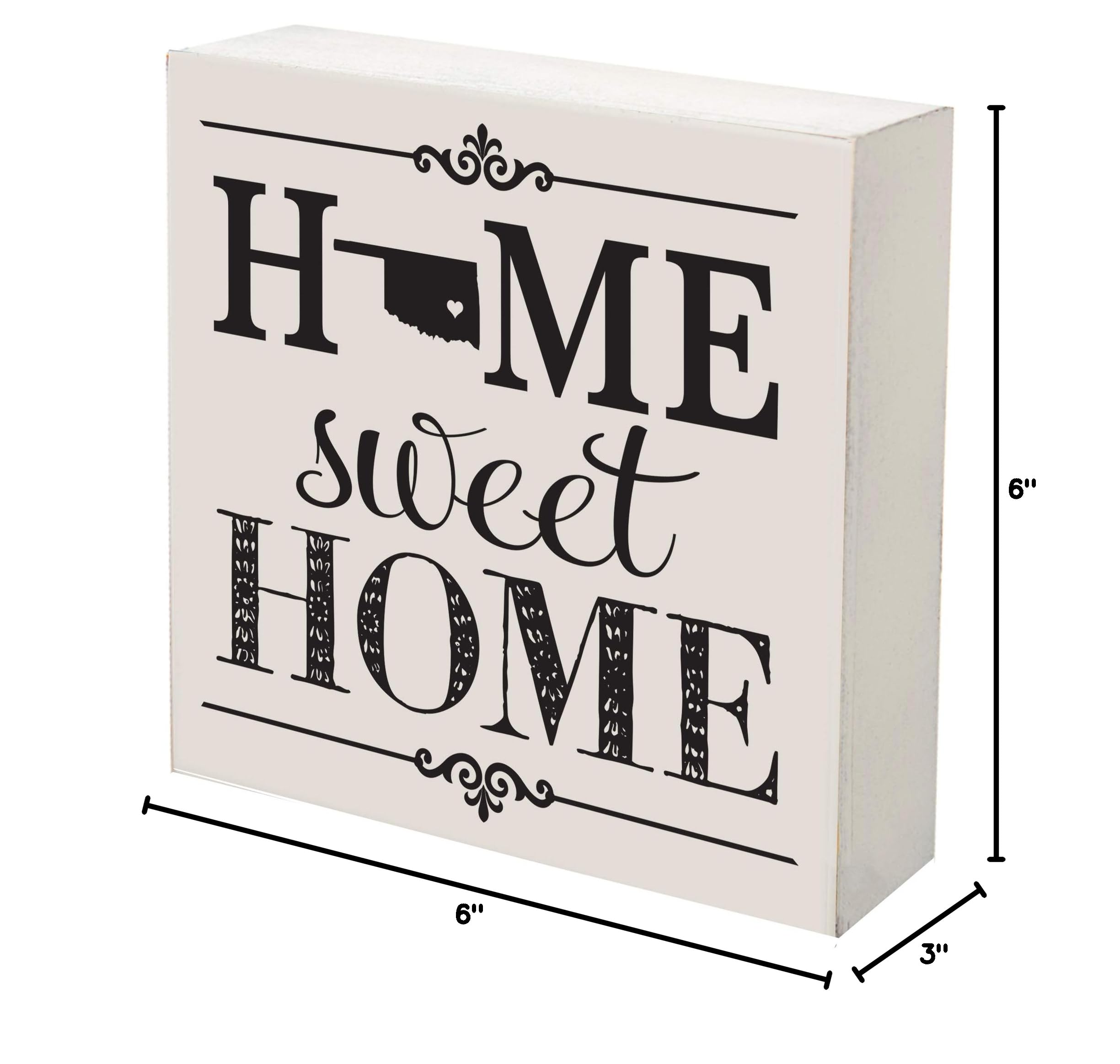LifeSong Milestones Oklahoma Home State Shadow Box - 6x6 Inch White Wooden Wall Decor for Home Sweet Home Display, Family Established Sign, Housewarming Gift - Perfect for Shelves, Tables & Entryway Decor