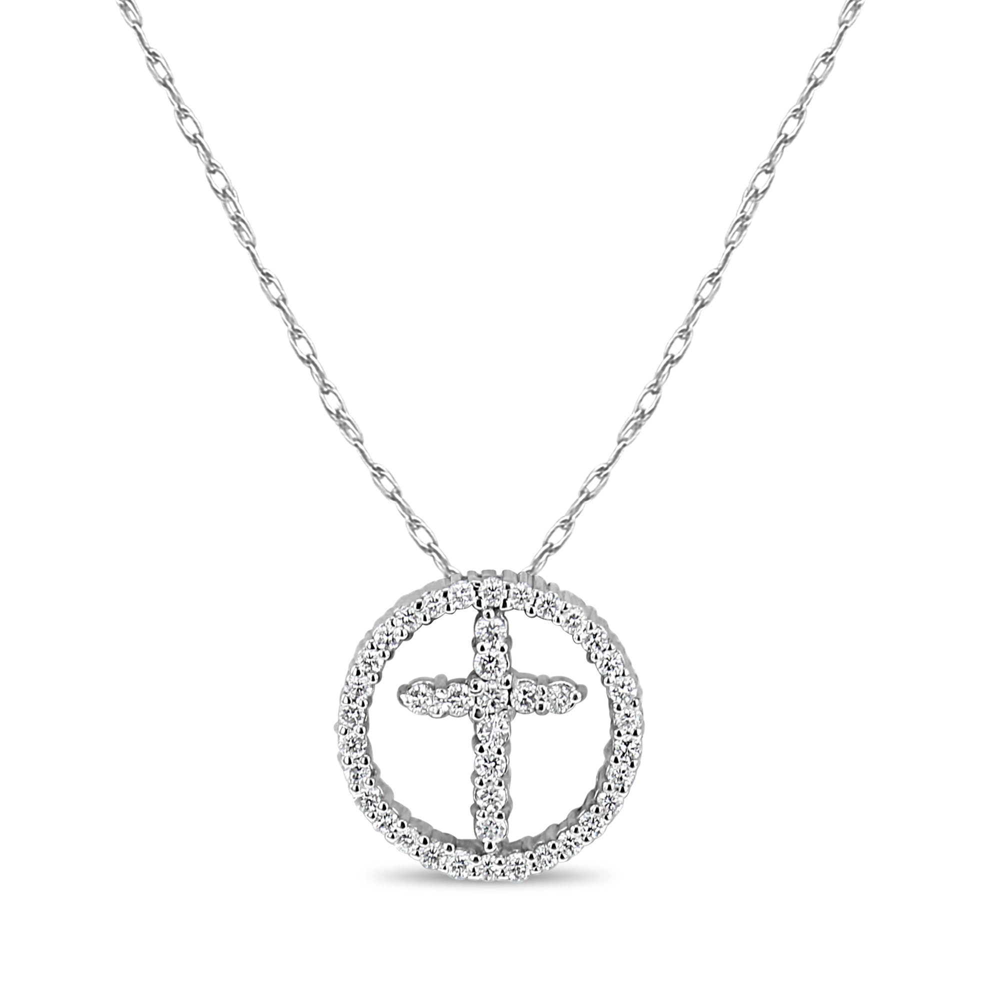 Half Diamond Cross within Circle Diamond Necklace - Elegant 14K Gold Pendant for Women | Perfect Gift for Christmas, Baptism & Weddings | Spiritual Jewelry for Everyday Wear
