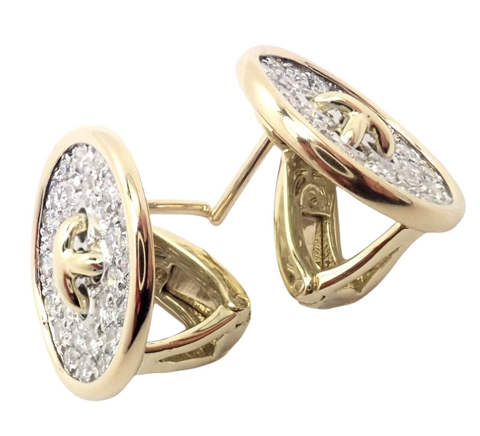 Authentic Tiffany & Co 18K Yellow Gold Diamond Signature Button Earrings - Luxury Jewelry for Women, Perfect for Weddings, Parties & Special Occasions