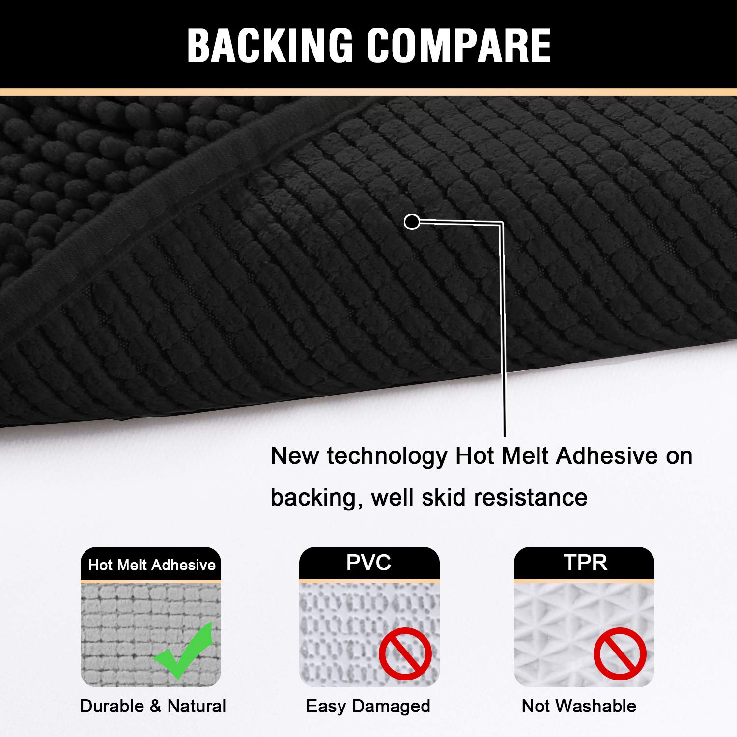 H.VERSAILTEX Non-Slip Bath Mat - Extra Thick Chenille Bathroom Rug 17