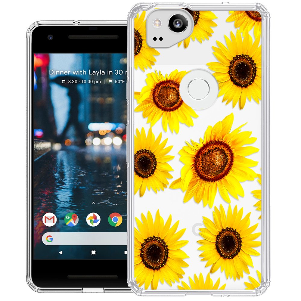 **Google Pixel 2 Case - Shockproof & Anti-Scratch Phone Cover with Glossy Blossoming Sunflower Design | Perfect for Everyday Protection & Style**