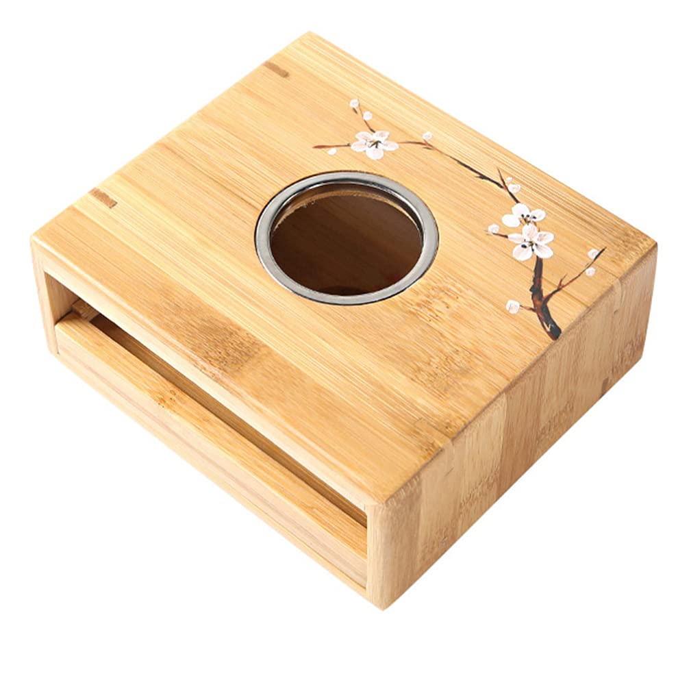 Portable Bamboo Tea Warmer - Japanese Tea Heater Base with Candle & Alcohol Lamp for Kung Fu Tea | Home Use with Insulated Teapot | Perfect for Tea Ceremonies, Office Breaks & Cozy Winter Evenings