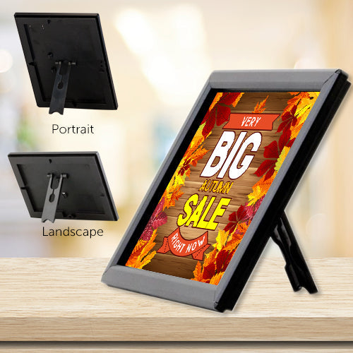 5x7 AD Promo Snap Frame - Black Metal Finish for Counter Top, Tabletop, Shelf or Wall Mount | Perfect for Retail Stores, Restaurants & Offices